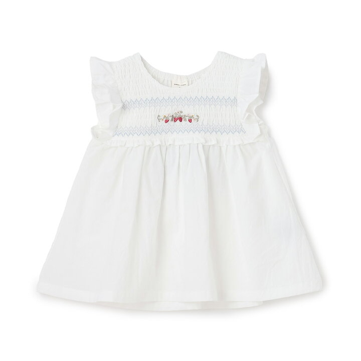 🇯🇵預訂 日本直送🇯🇵 Petit Main 三色草莓刺繡緞帶褶皺束腰上衣