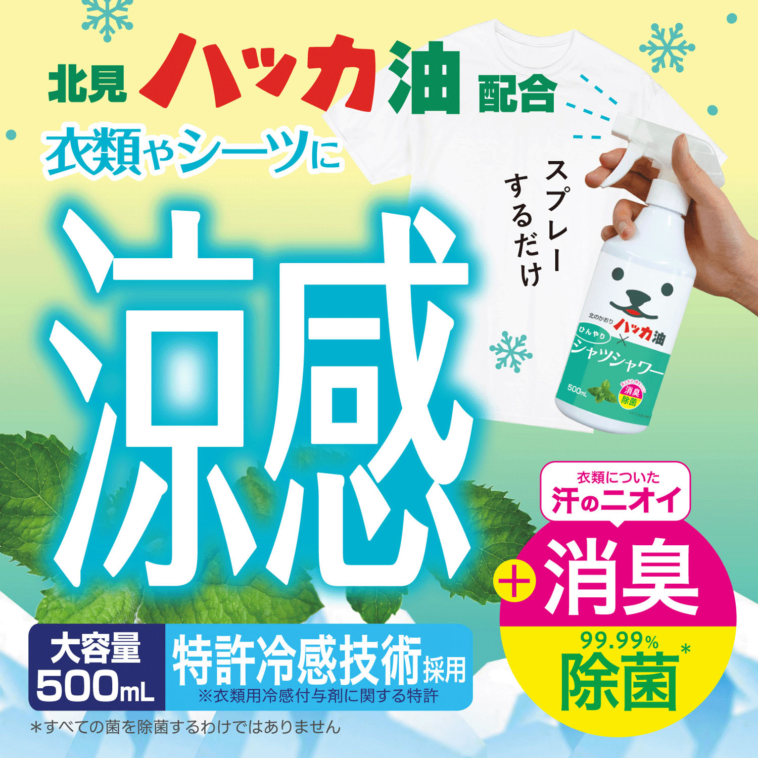  日本直送｜北見薄荷衣物涼感消臭噴霧 (500ml) Cooling Shirt Shower