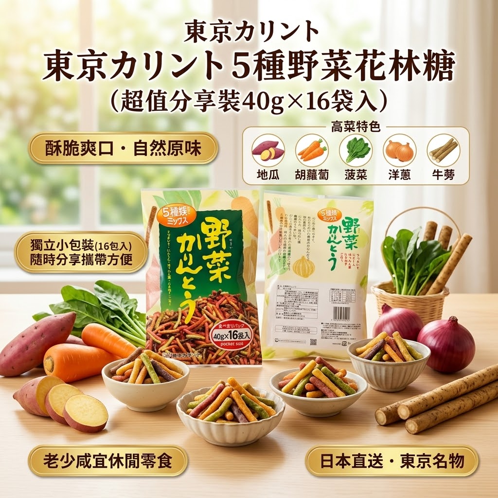 日本🇯🇵Costco │ 東京カリント 5種蔬菜綜合花林糖40g (一袋X16包)  
