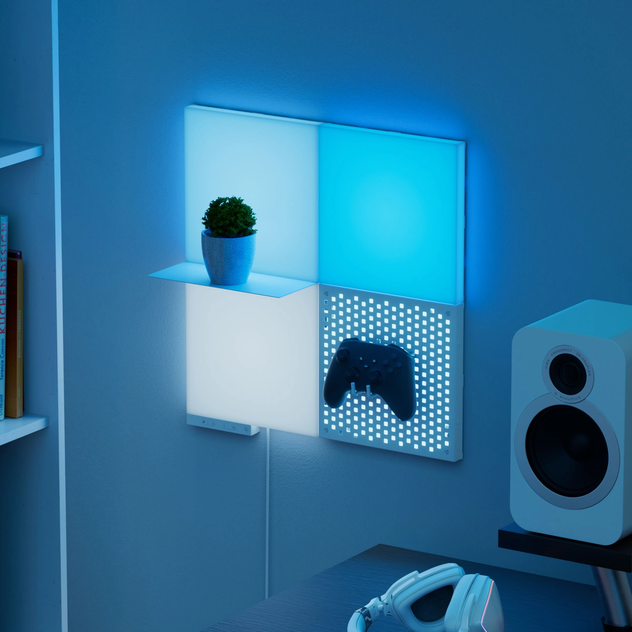 [原裝香港行貨丨2年保養] Nanoleaf Blocks | 組合裝 | SMK | 白色 | 5 件裝 | 英國  （3個大方塊積木，1個洞洞板，1個擱板）Nanoleaf Blocks | Combo | SMK | White | 5 Pack | UK (3 x Big Squares, 1 x Pegboard, 1 x Shelf)