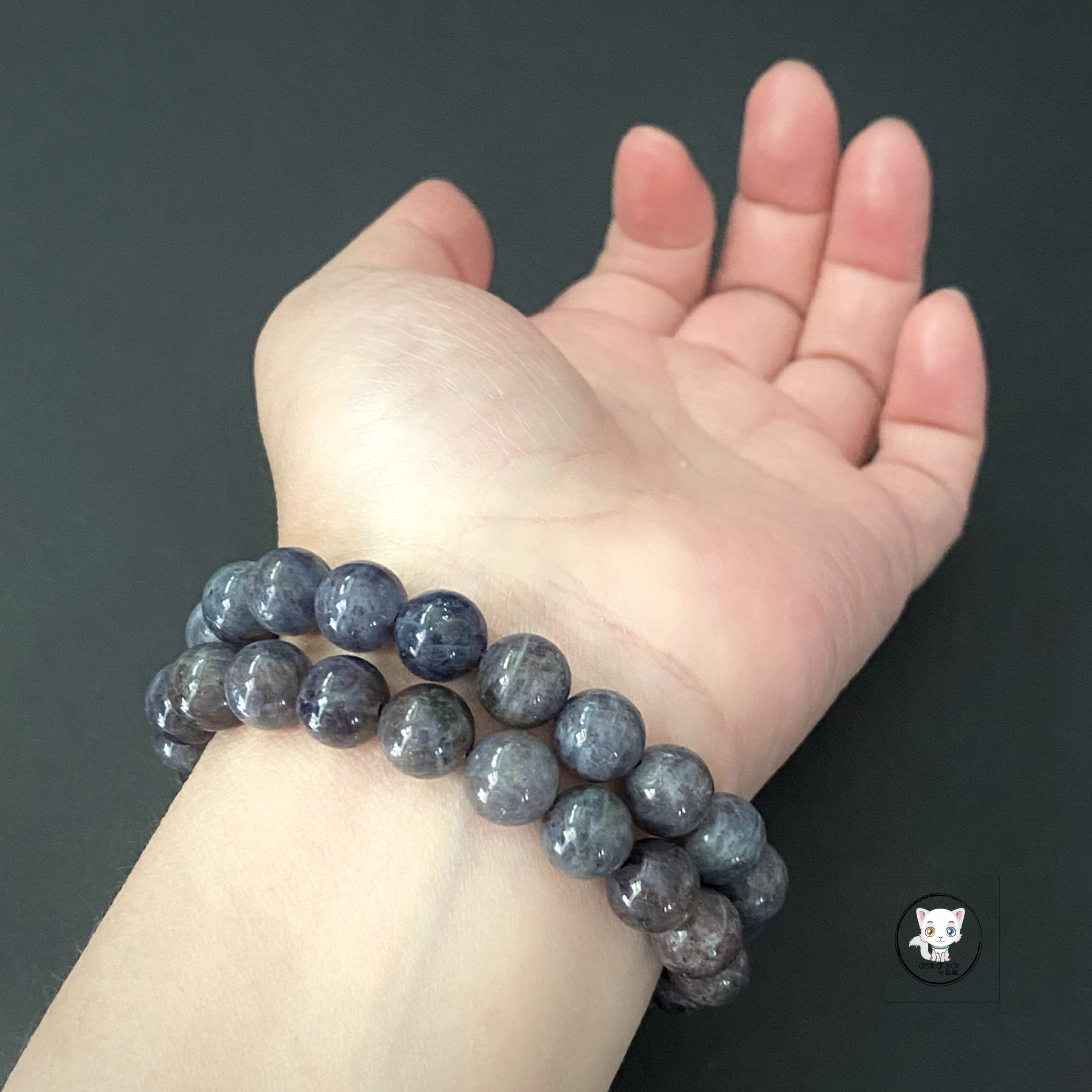 天然草莓堇青石手鏈 9.5mm