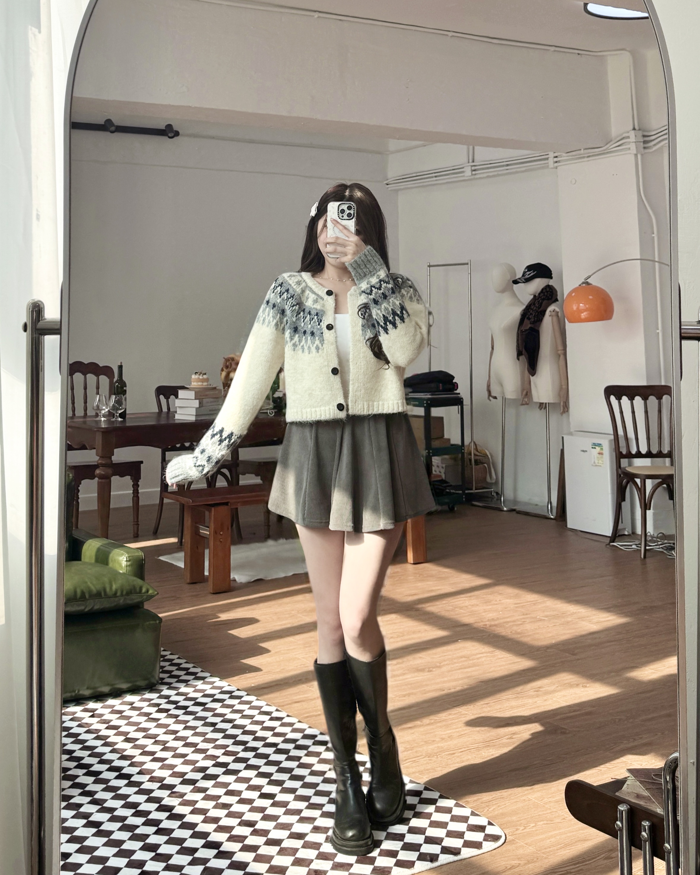 【 ☃️ 私心超愛～🩶北歐冬日感圖案 ♪ 軟糯多重拼色兩著外套⋆˚ʚɞ 】 Snowball Mochi Cardigan Top(三色入