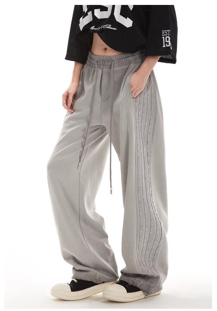 秋冬款男女輕便闊腳棉質褲 