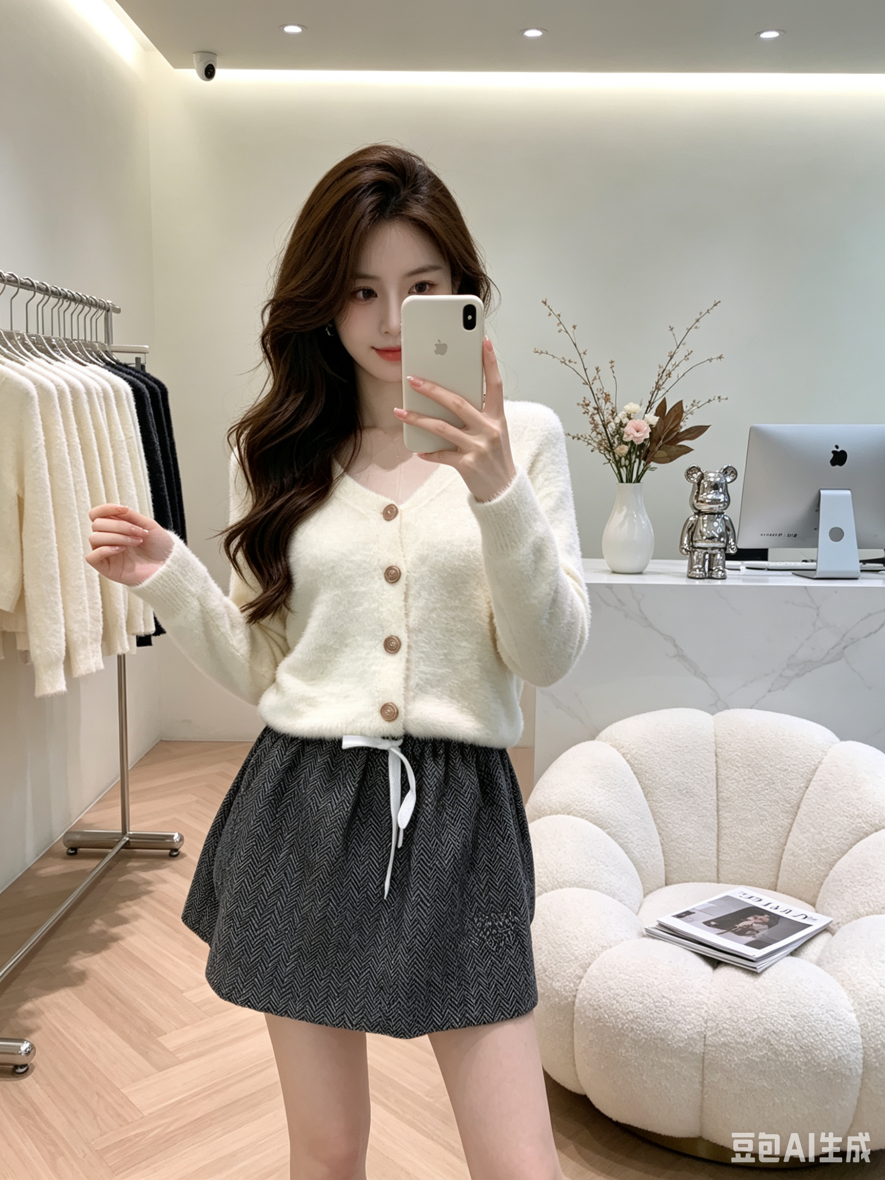 4473 慵懒人字纹短裙｜Lazy Herringbone Skort