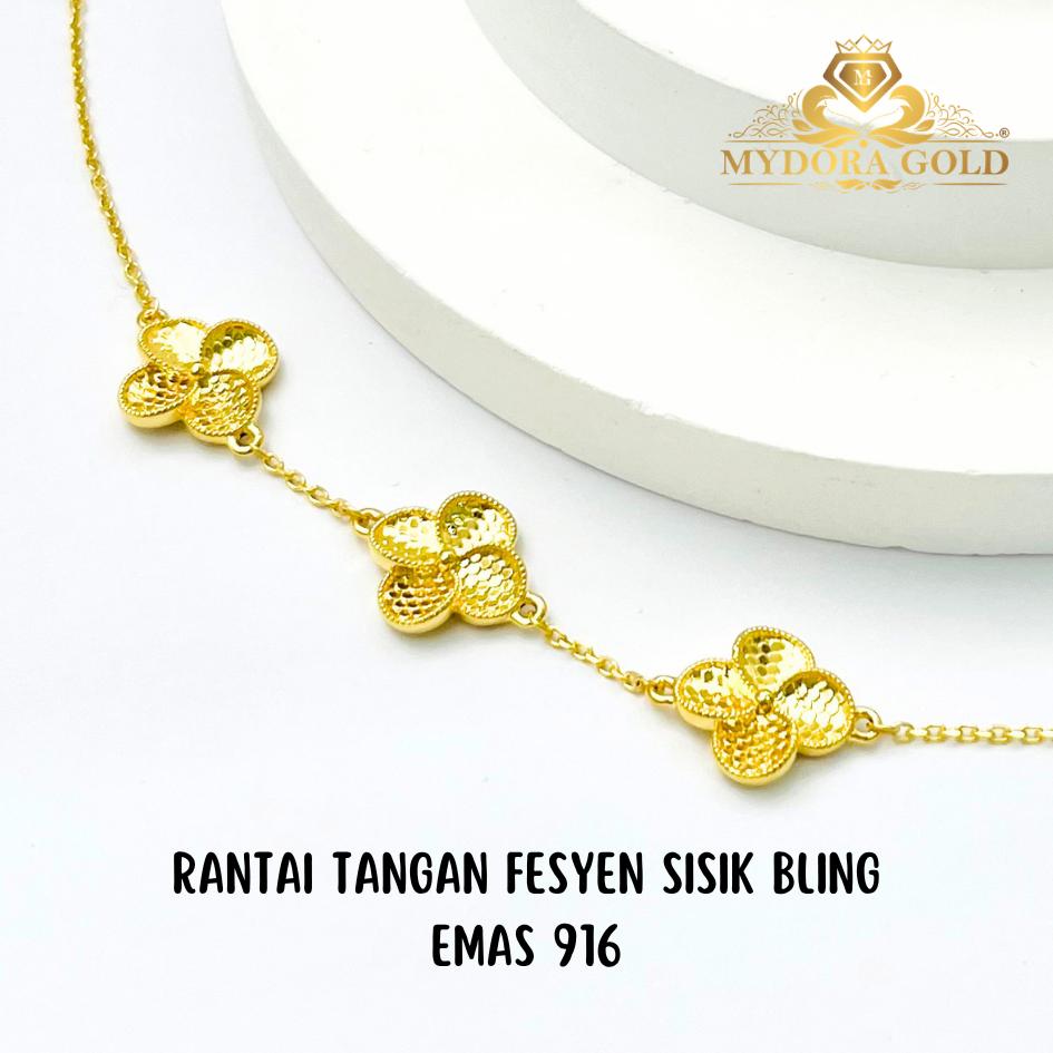 MYDORA Rantai Tangan Fesyen Sisik Bling l EMAS 916/22K