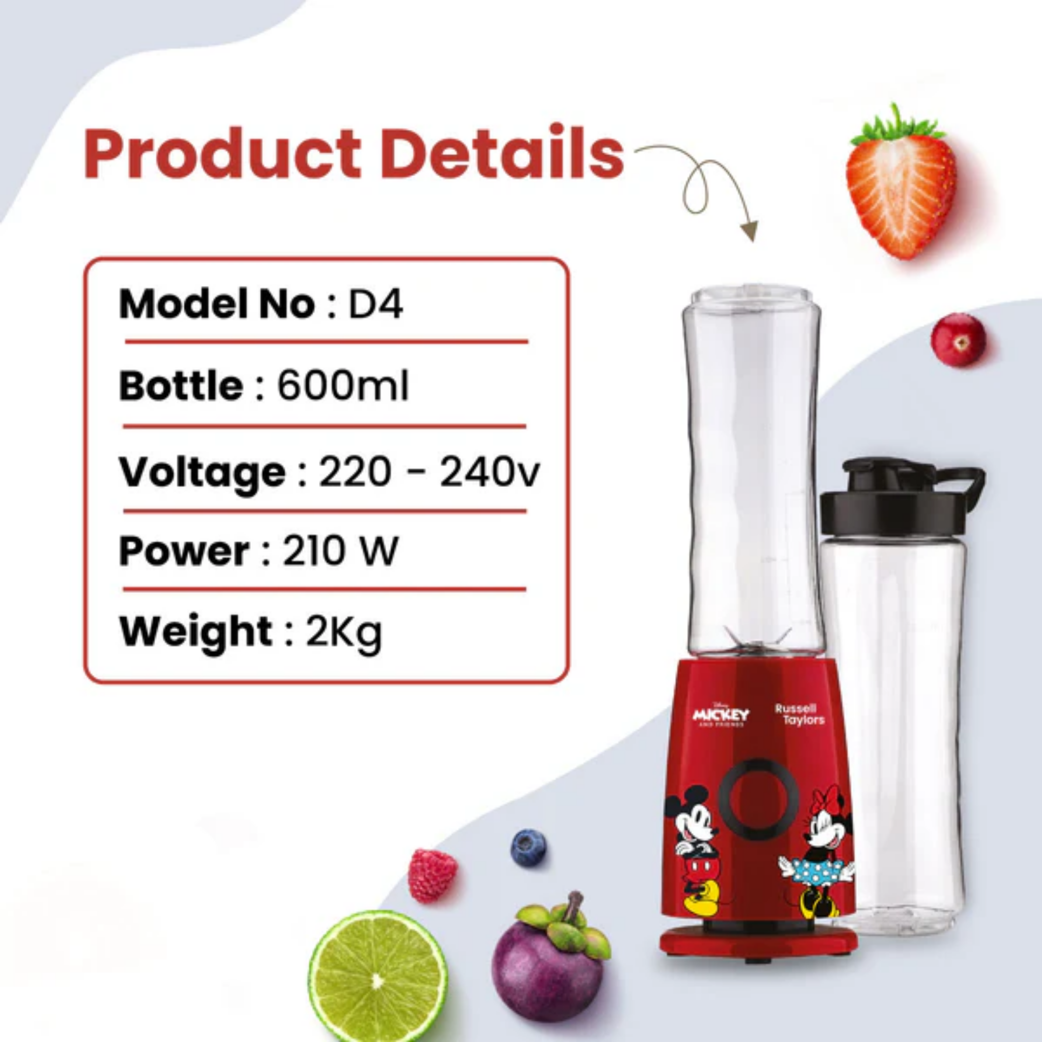 Russell Taylors 600ml Mickey Personal Blender (D4)