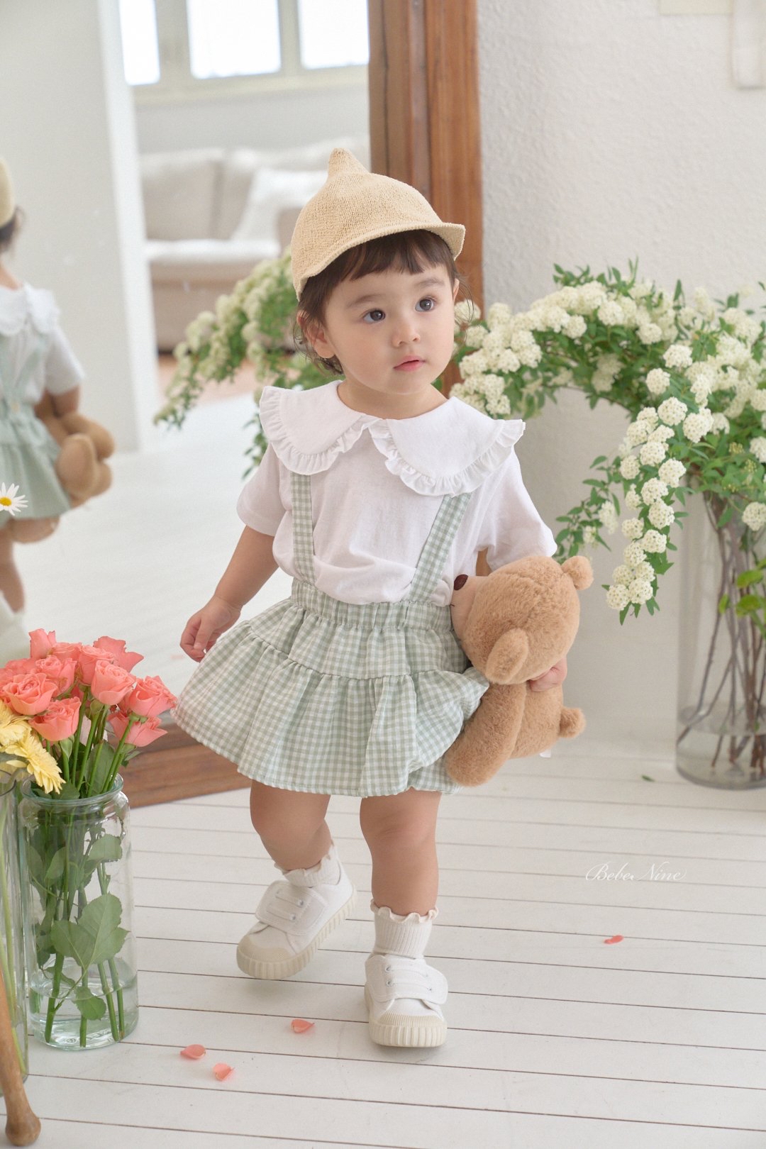 ☀️預訂 韓國直送☀️🇰🇷Bebenine兩色格紋純棉吊帶包屁裙