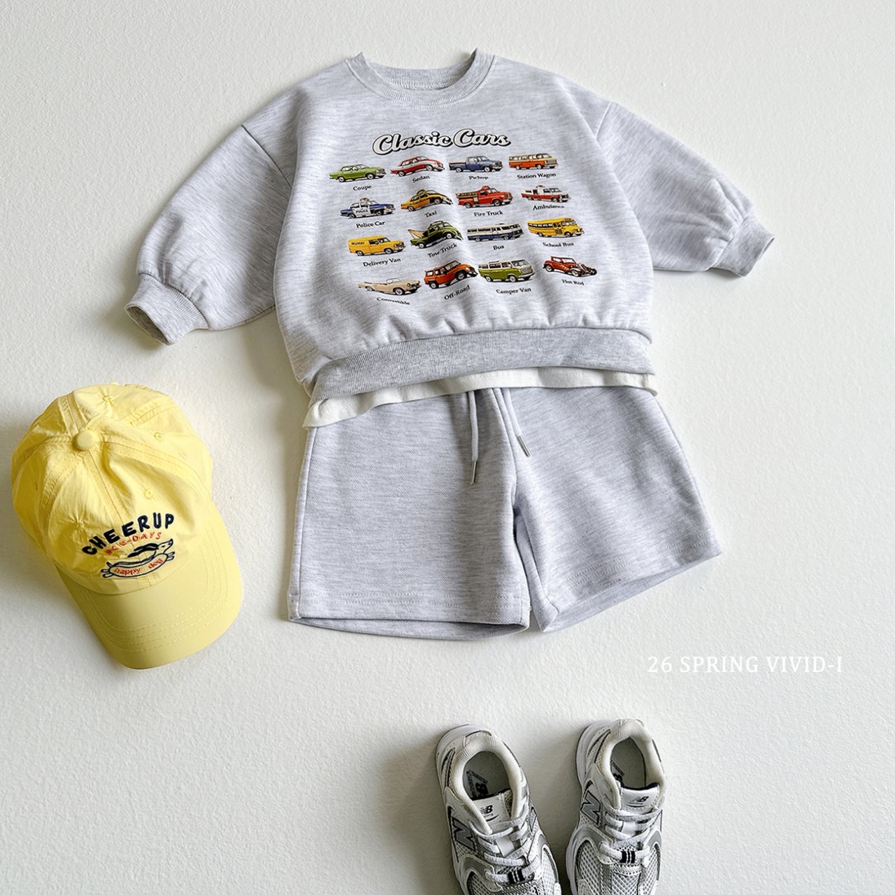 🌸預訂 韓國直送🌸🇰🇷VIVIDI三色迷你車車印花寬鬆衛衣