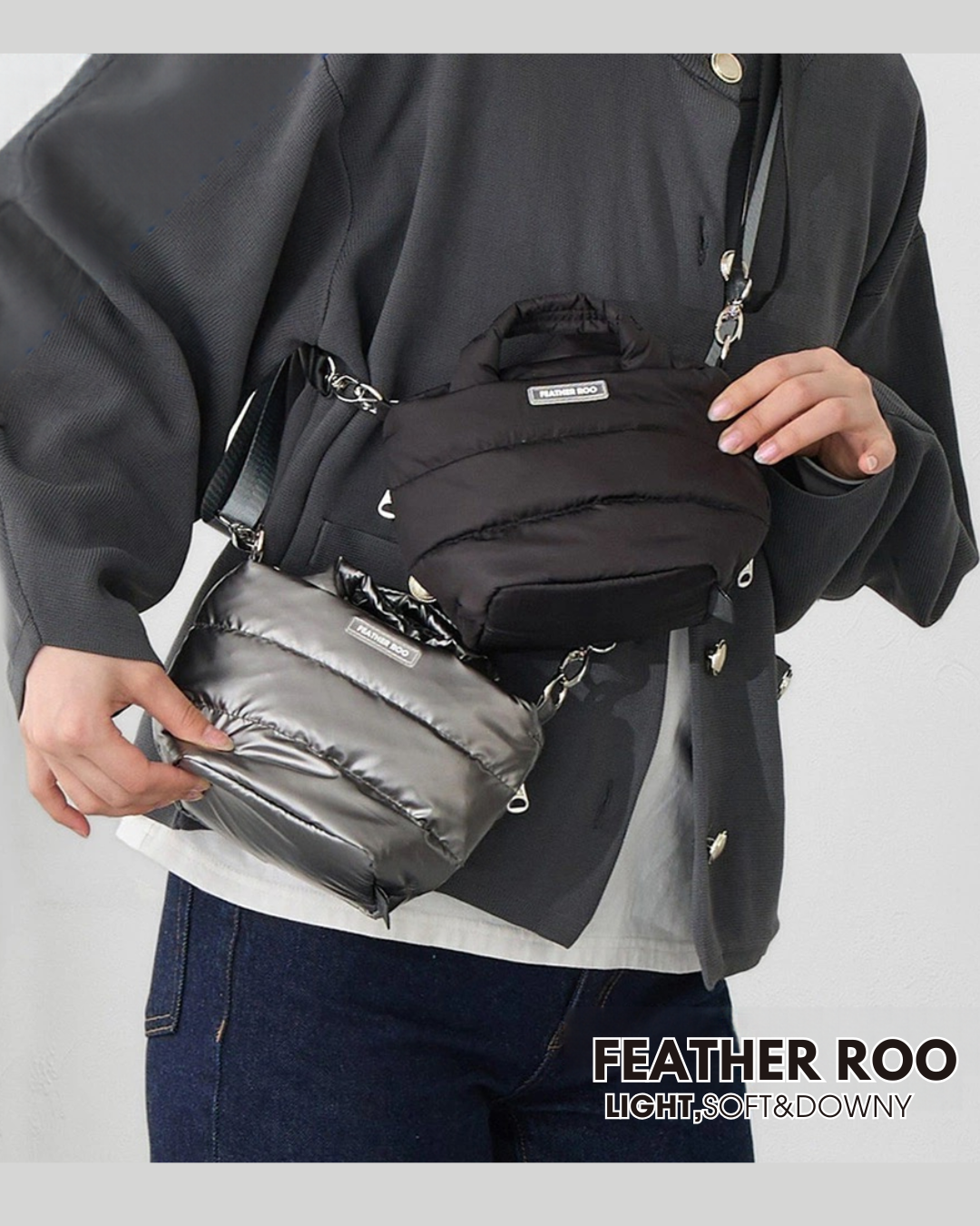 日本代購【 2026秋冬新商品 日本直送  ROOTOTE 羽絨 迷你手袋 Baby Feather Roo Tote Bag 】