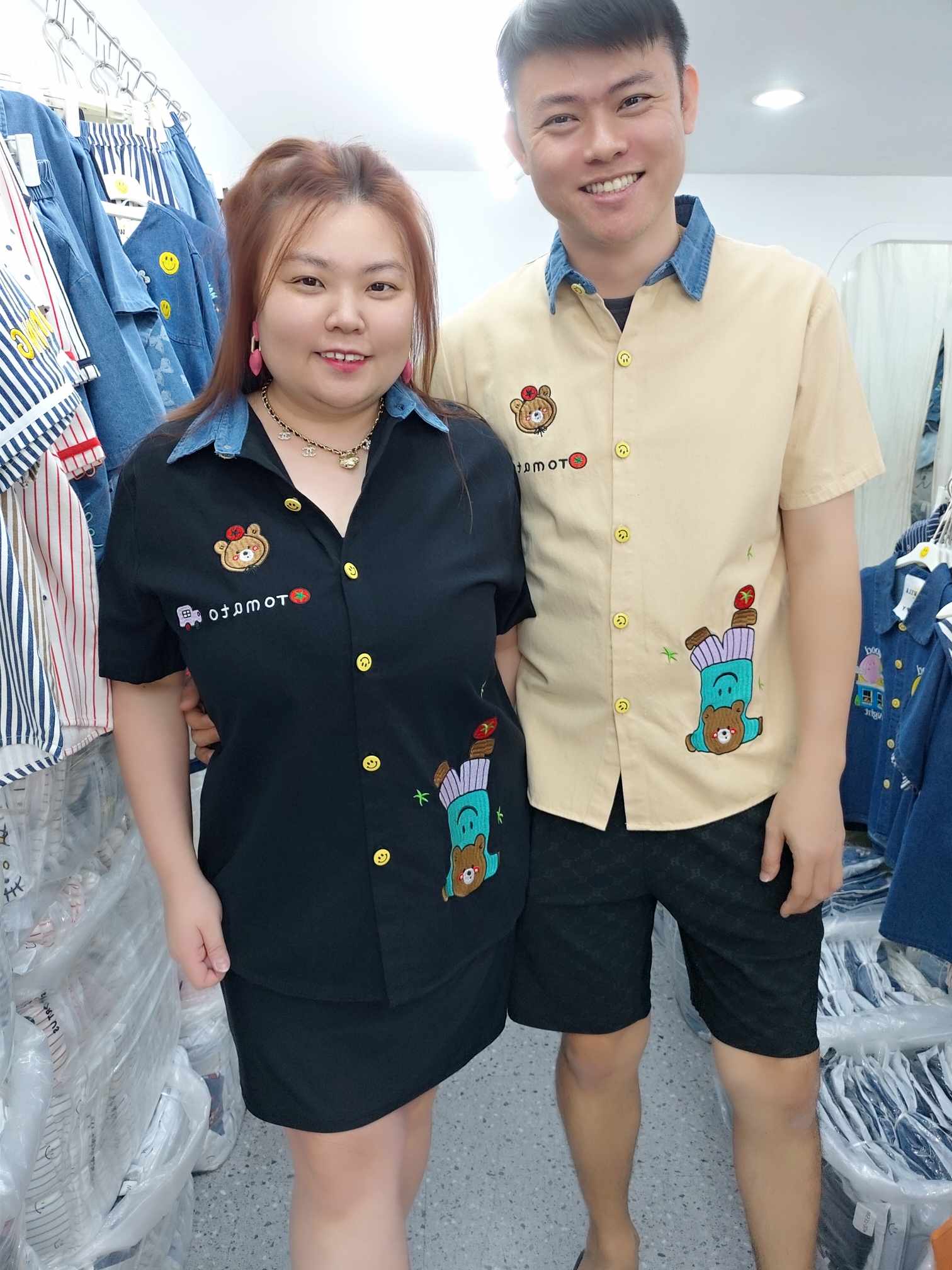 ENE16 刺绣BEAR牛仔上衣