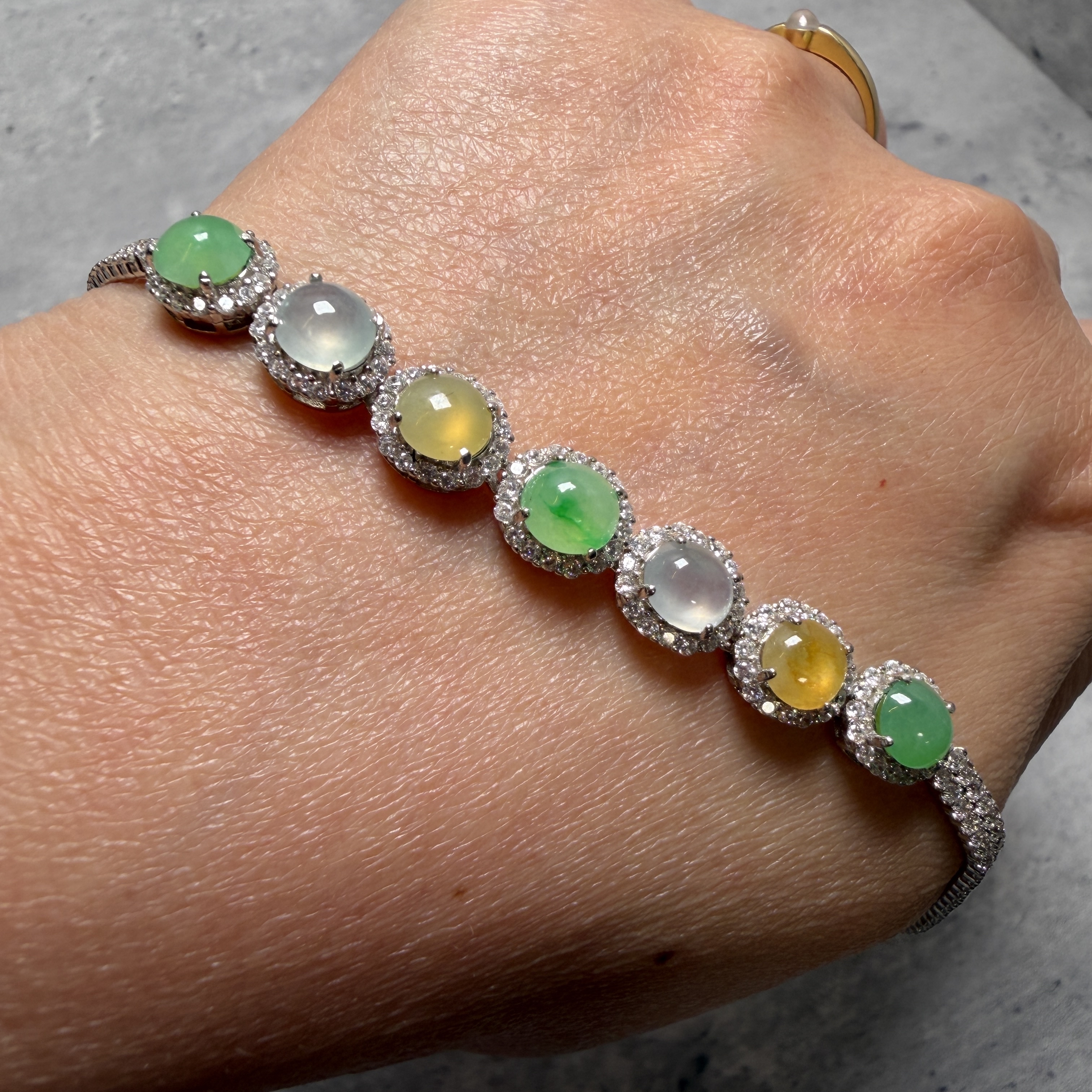 瑪卡龍甜甜多寶翡翠S925手鍊