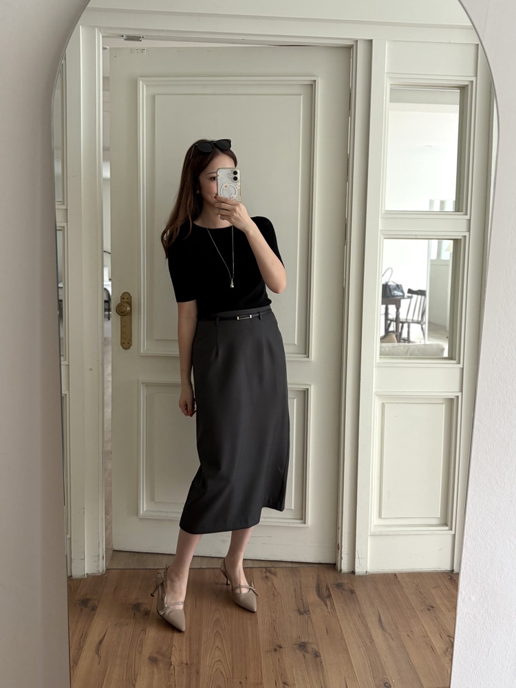 The Classy Belted Skirt (Charcoal)