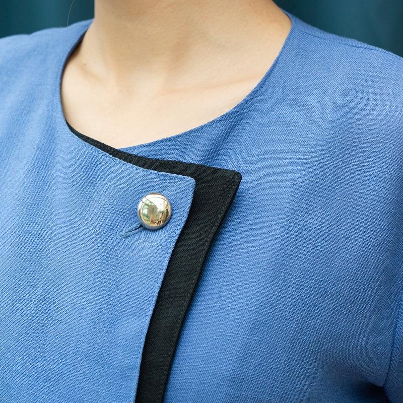 C.a. 1980s Geometric Linear Blue and Black Duo0-Colour Two Way Autumn Blazer (MT1606-22)