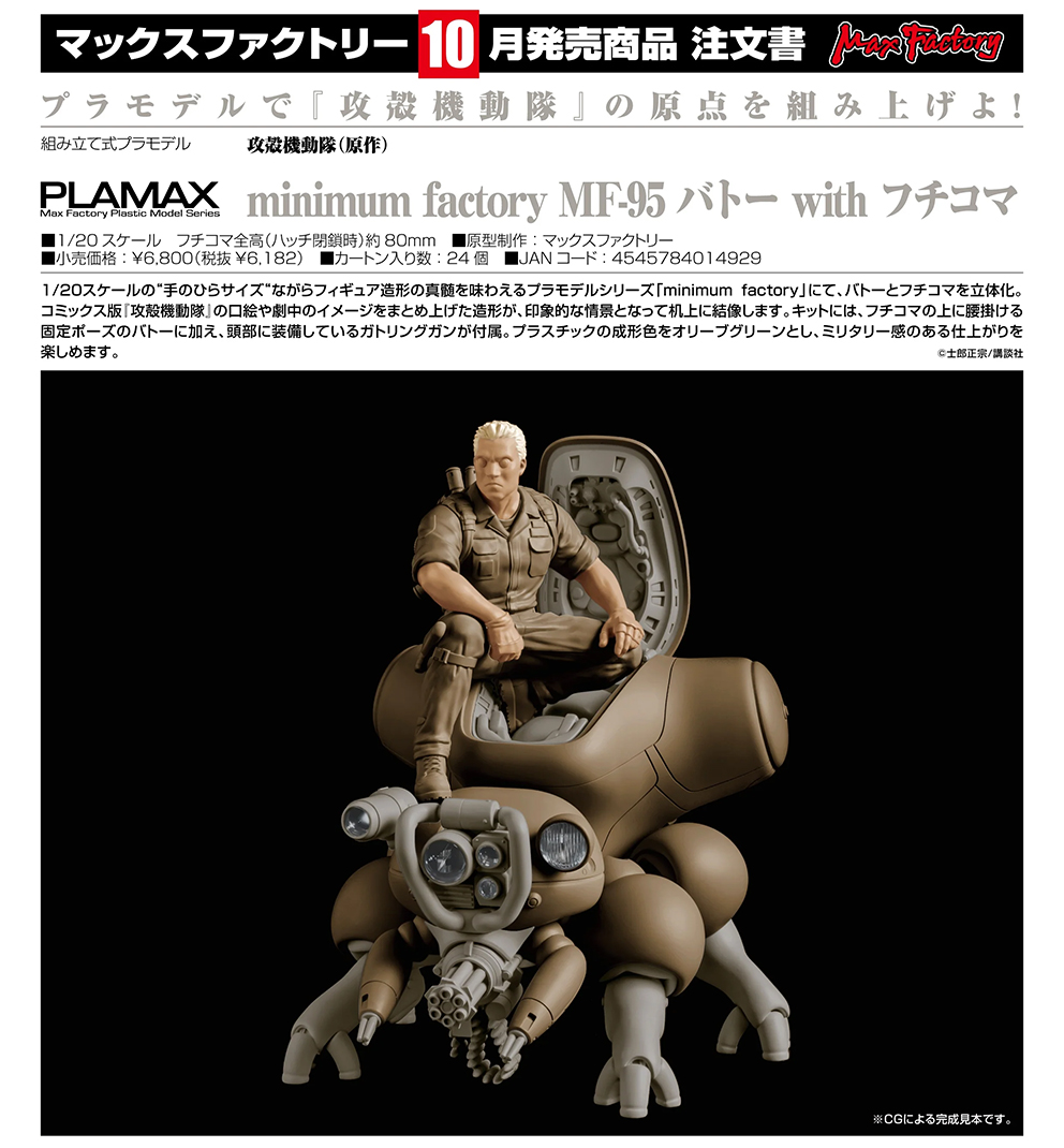 (預訂訂金 $100) (總價 $300) Max Factory PLAMAX minimum factory 攻殼機動隊 (原作) MF-95 巴特 with 攻殼車 模型 (行版)