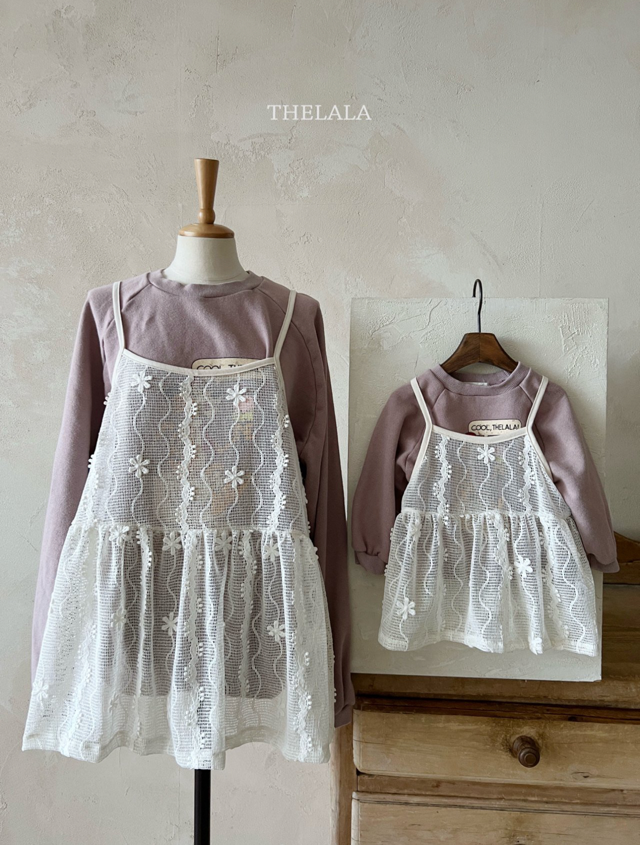 🌸預訂 韓國直送🌸🇰🇷THELALA親子款蕾絲吊帶胸衣吊帶連身裙