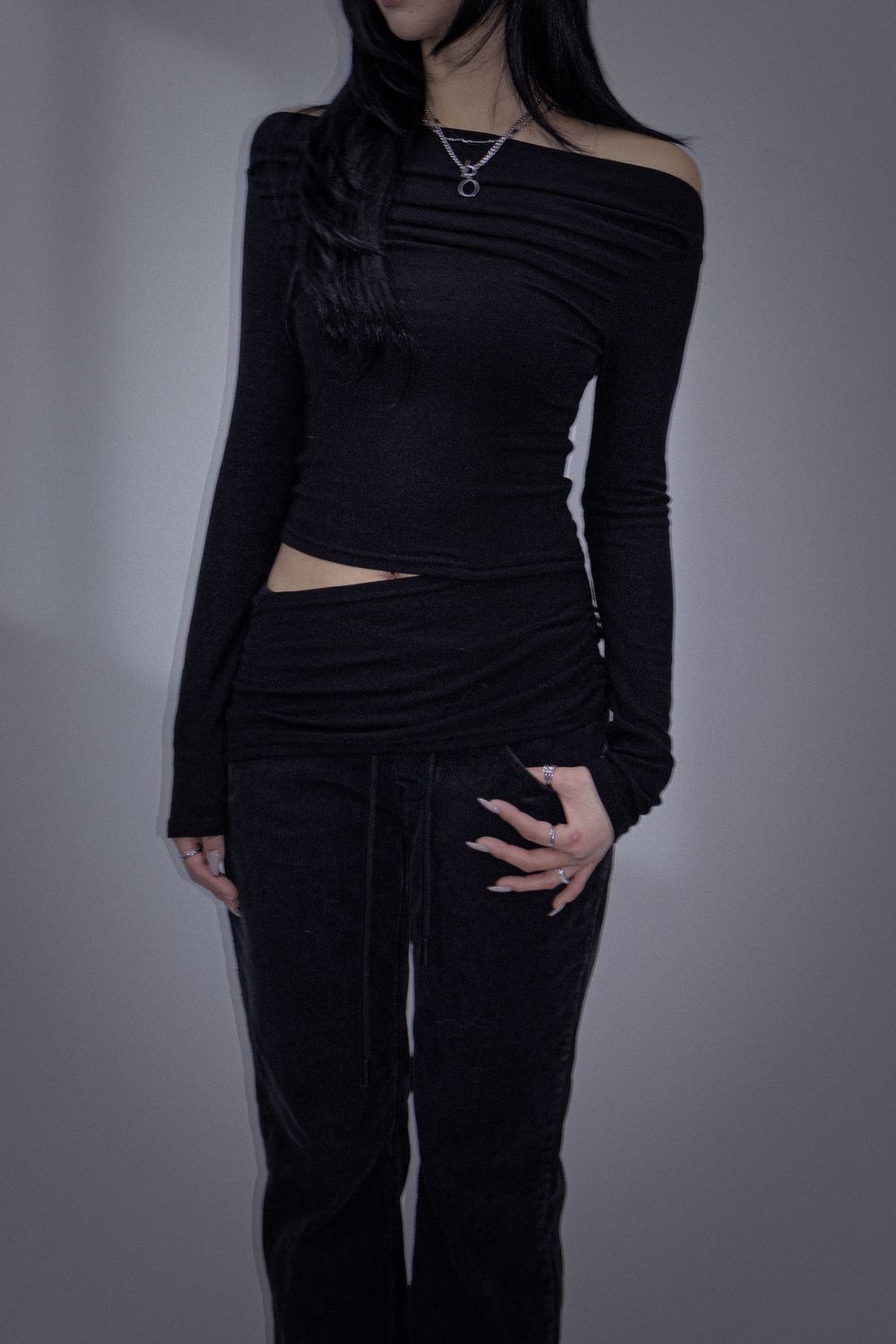 Cutout Off-Shoulder Ruched Top