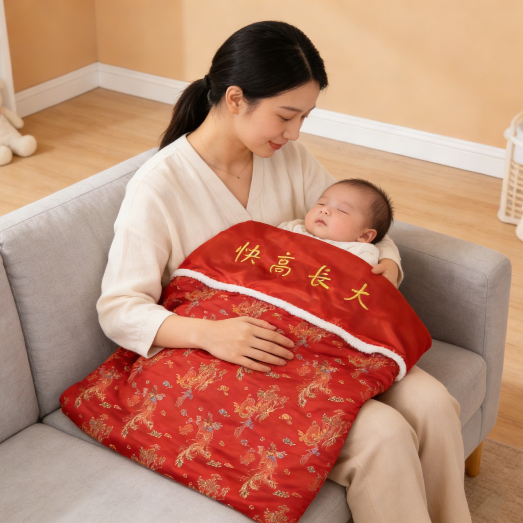 經典龍鳳被 Cotton Baby Blanket (Dragon & Phoenix Design)