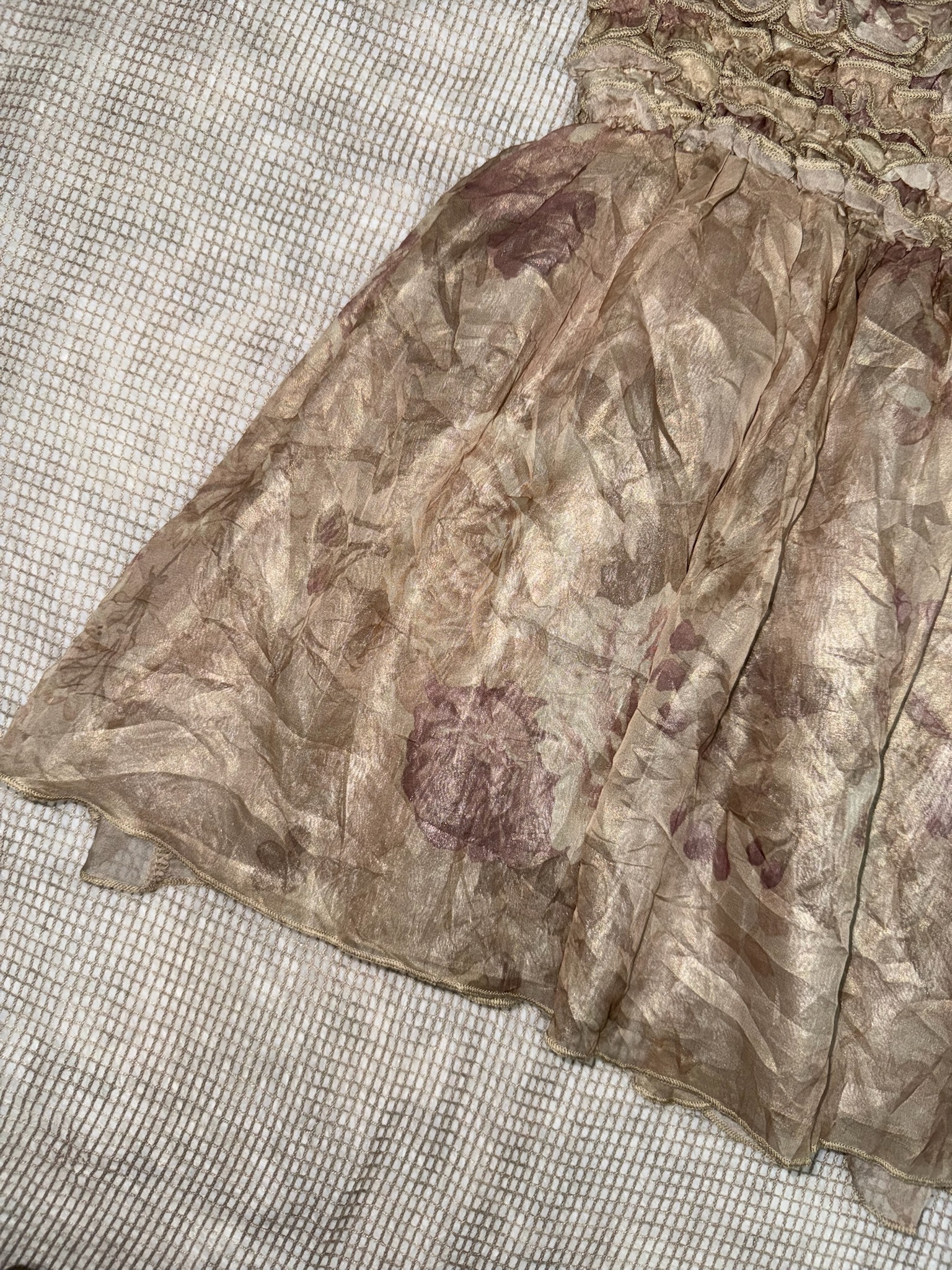 Vintage Style Metallic Shimmer Floral Skirt/ Top