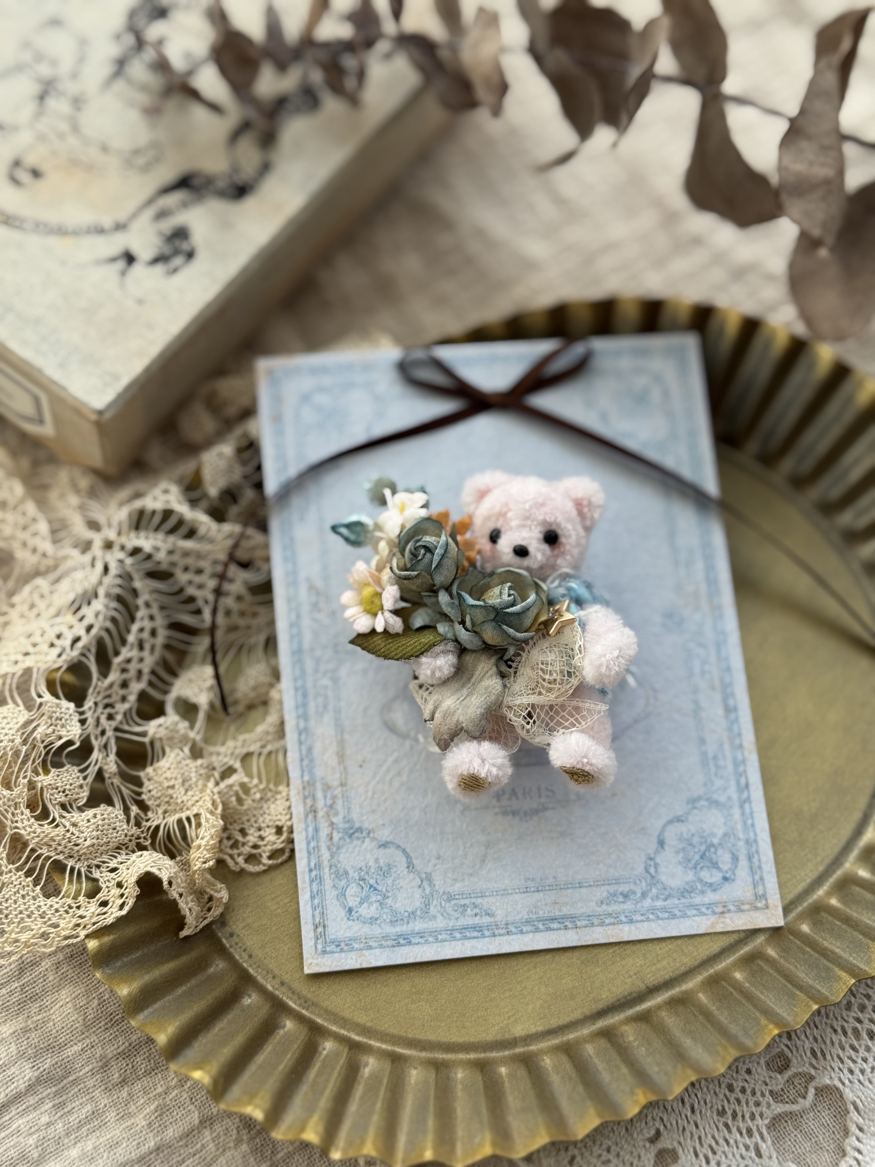 Lilly Bloom x Miss Summer布花小熊胸針+髪夾