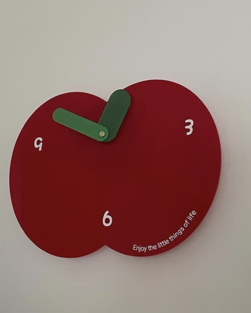 韓系紅蘋果靜音造型掛鐘