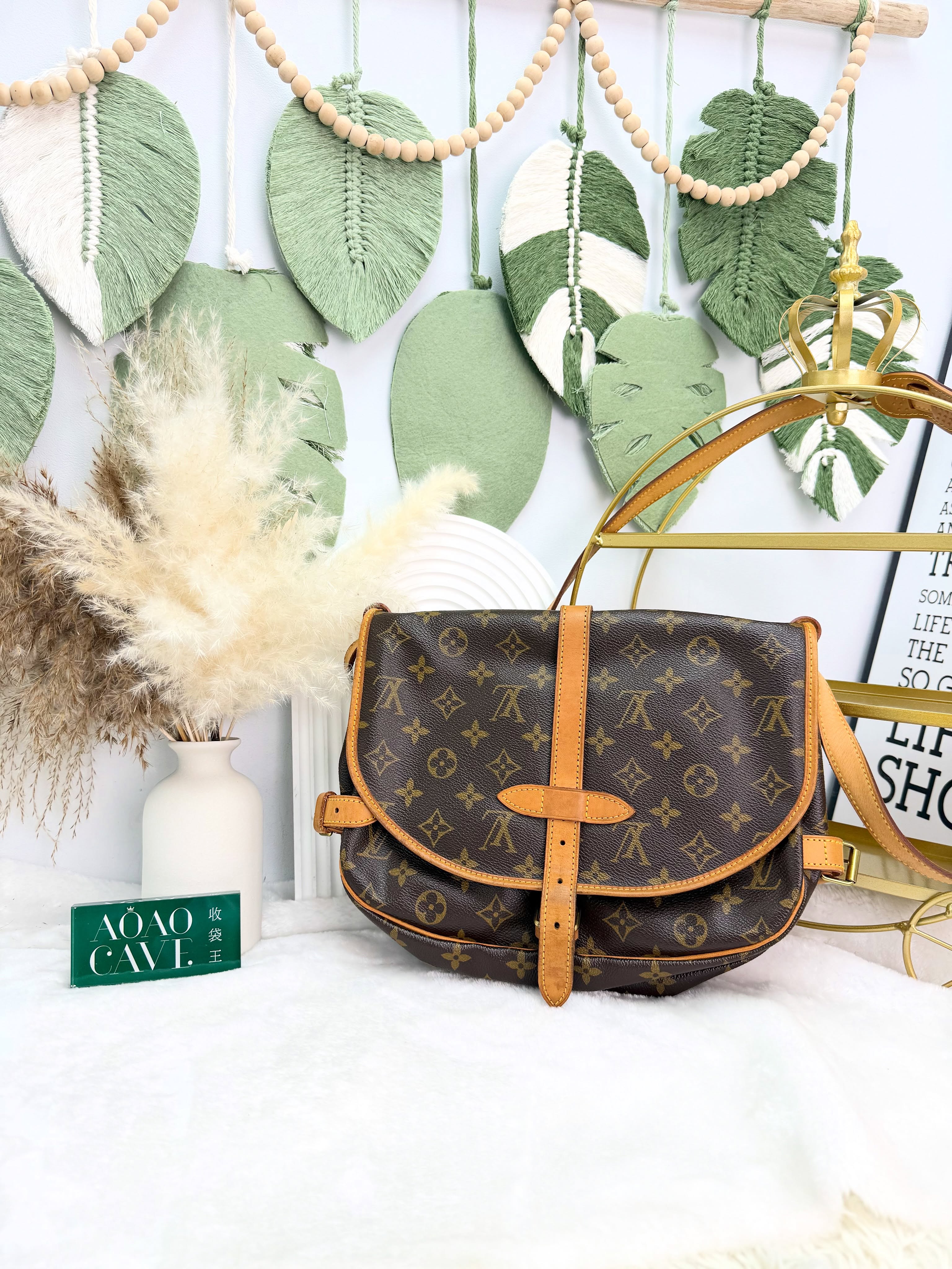 LV👜 PRE OWNED 🛍️啡色老花Saumur 30（MM）有塵袋🤎
