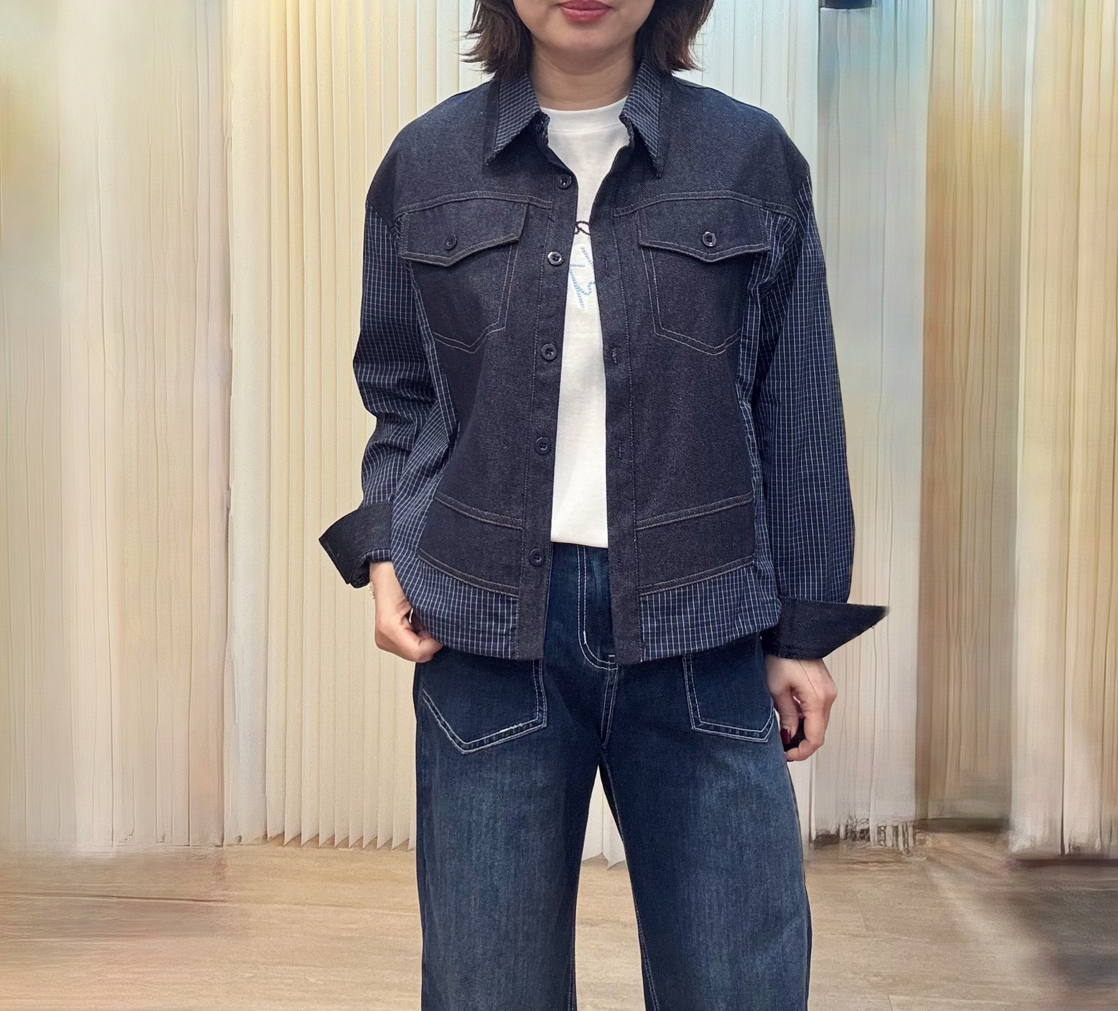 韓國牛仔拼恤外套 M446 03TW63260