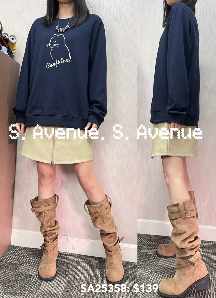 SA25358: 長袖繡貓貓鬆身衞衣