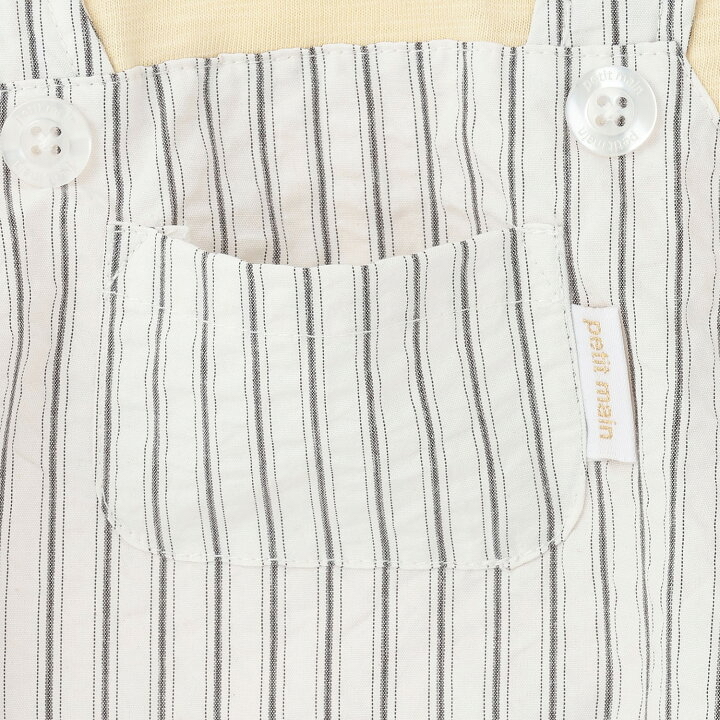 🇯🇵預訂 日本直送🇯🇵Petit Main兩色格紋條紋口袋吊帶短袖包屁衣