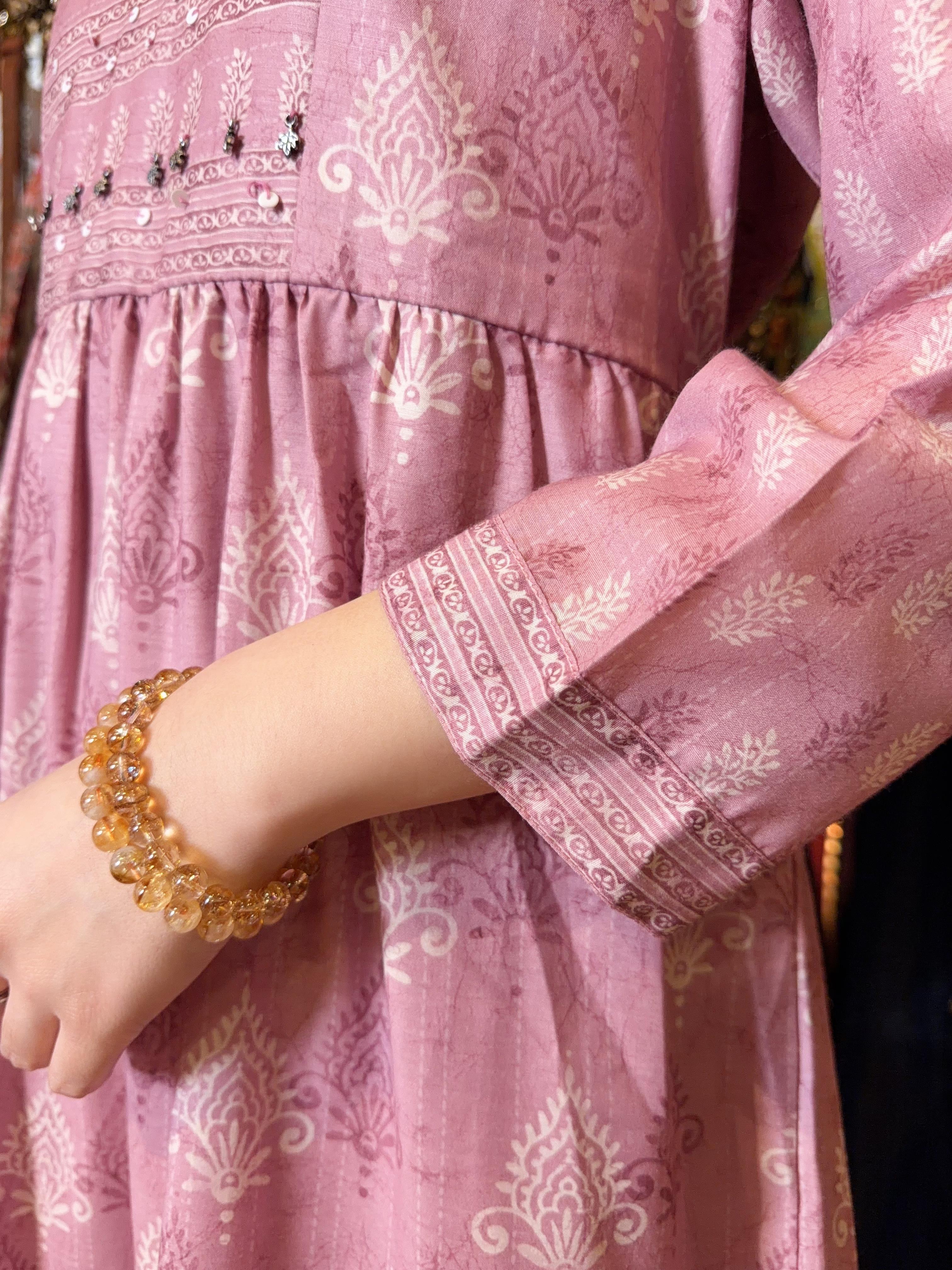 Light Taro Beads and Emb. OP 52" #1136