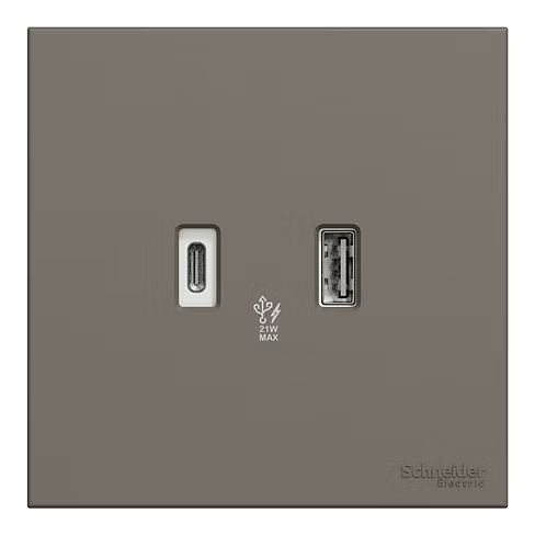 施耐德 奐然AvatarOn C 石墨灰 2位21W Type A+C USB充電 插座