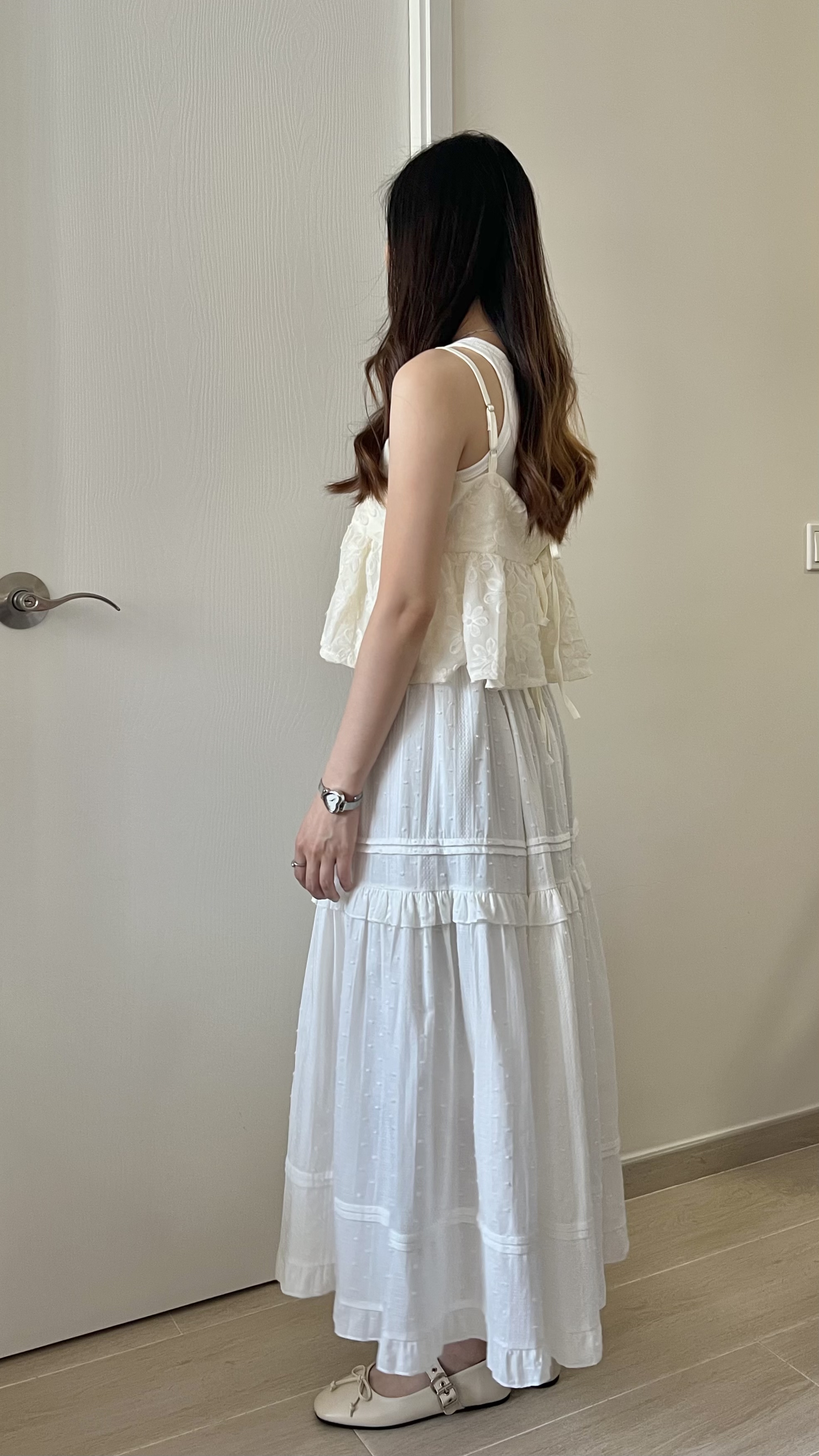 甜價仙氣花花兩穿吊帶背心 杏色