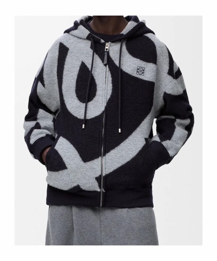 Loewe 男士 羊毛棉混纺拉链连帽衫4XL XS S M L XL XXL码