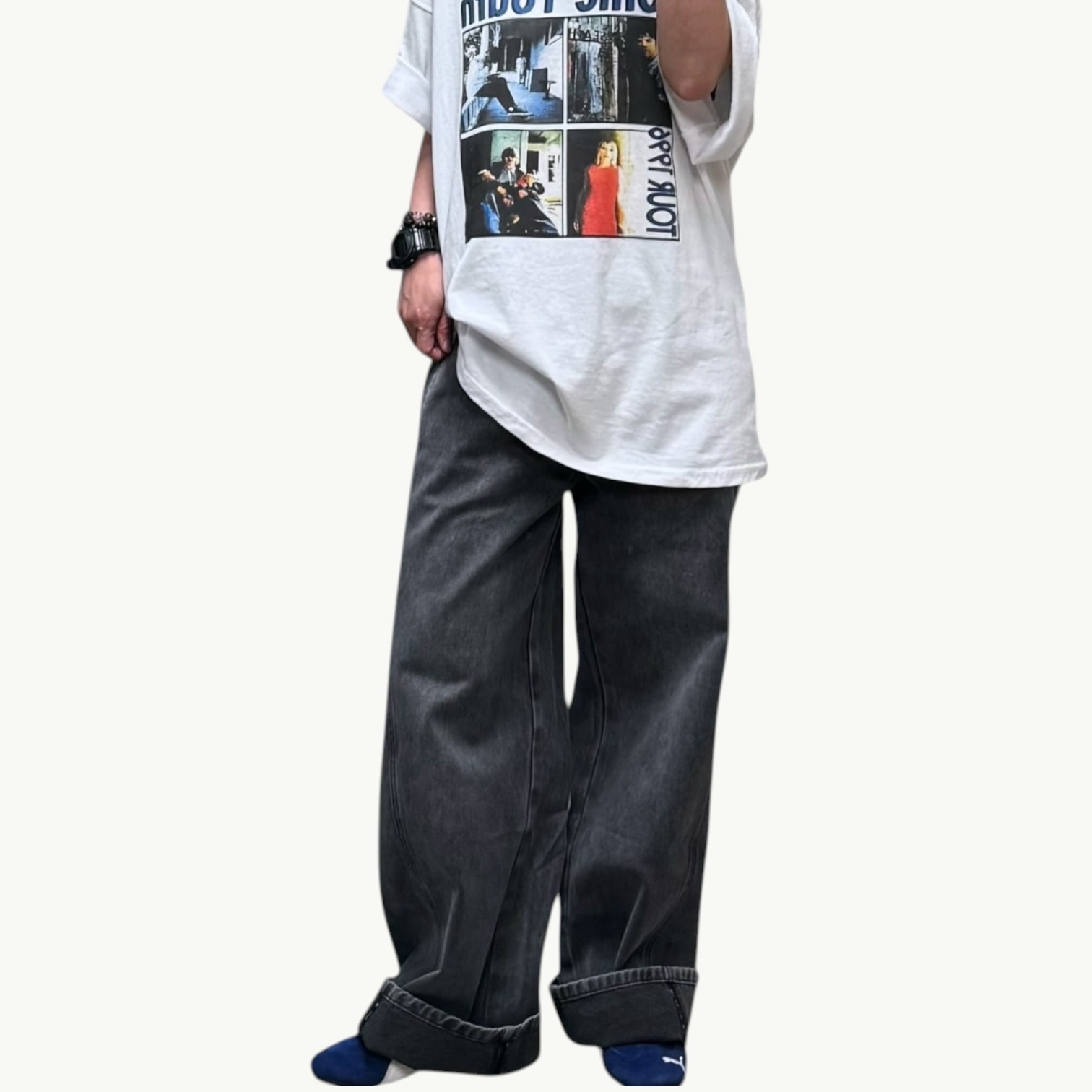 221046 洗水直腳牛仔褲