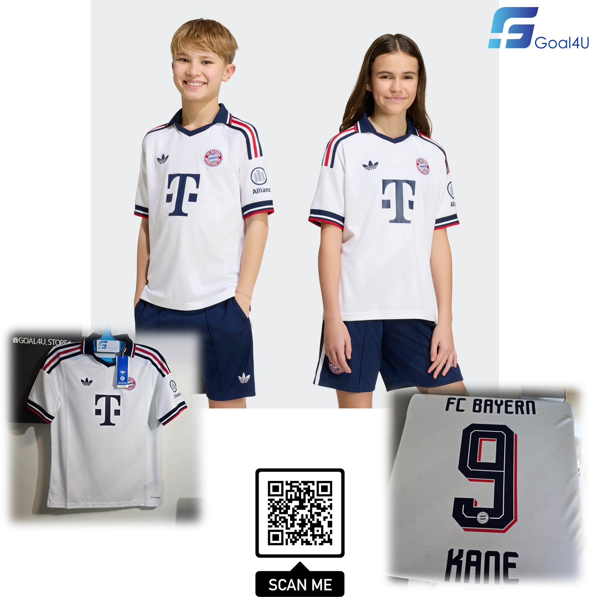 Adidas Bayern Munich 拜仁慕尼黑 2026-27 作客童裝球衣 (可加印字) JZ3097