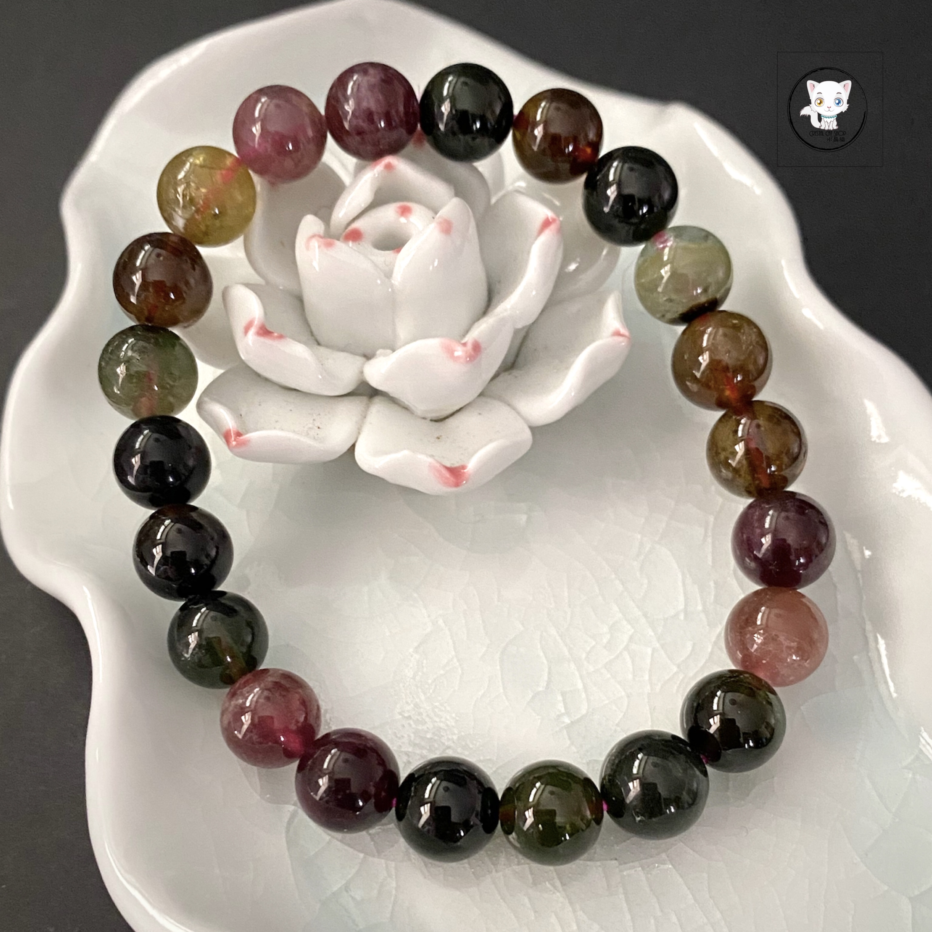 巴西老礦彩碧璽手鏈 8.8mm