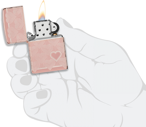 Zippo 心之所向 玫瑰金拋光 4面雷雕愛心紋丨防風打火機 - 49811 ZIPPO 指定授權經銷商 | 美國製造 | 收藏