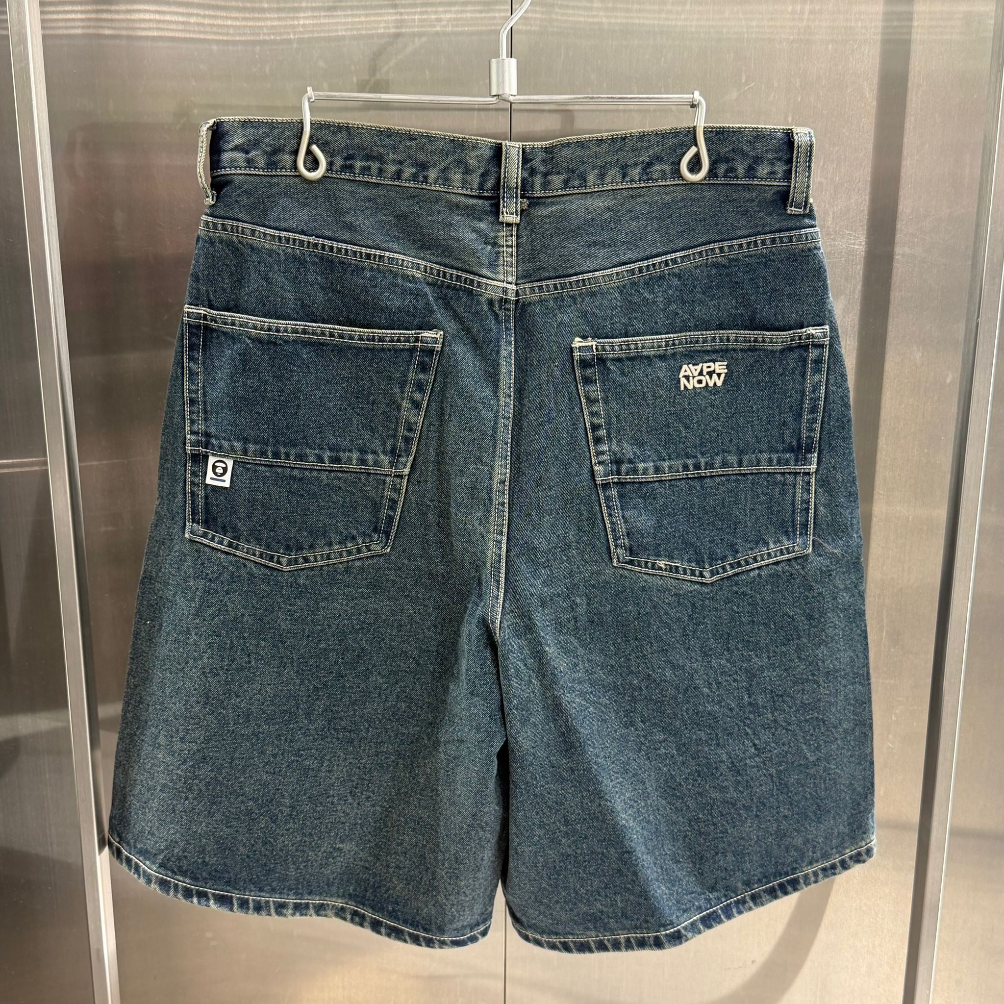 AAPE AAPENOW moonface denim shorts (C677)