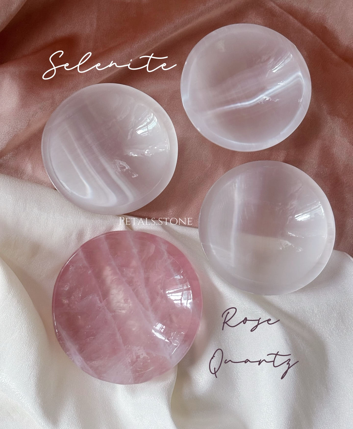 ☻Selenite Bowl ｜Rose Quartz Plate ♥