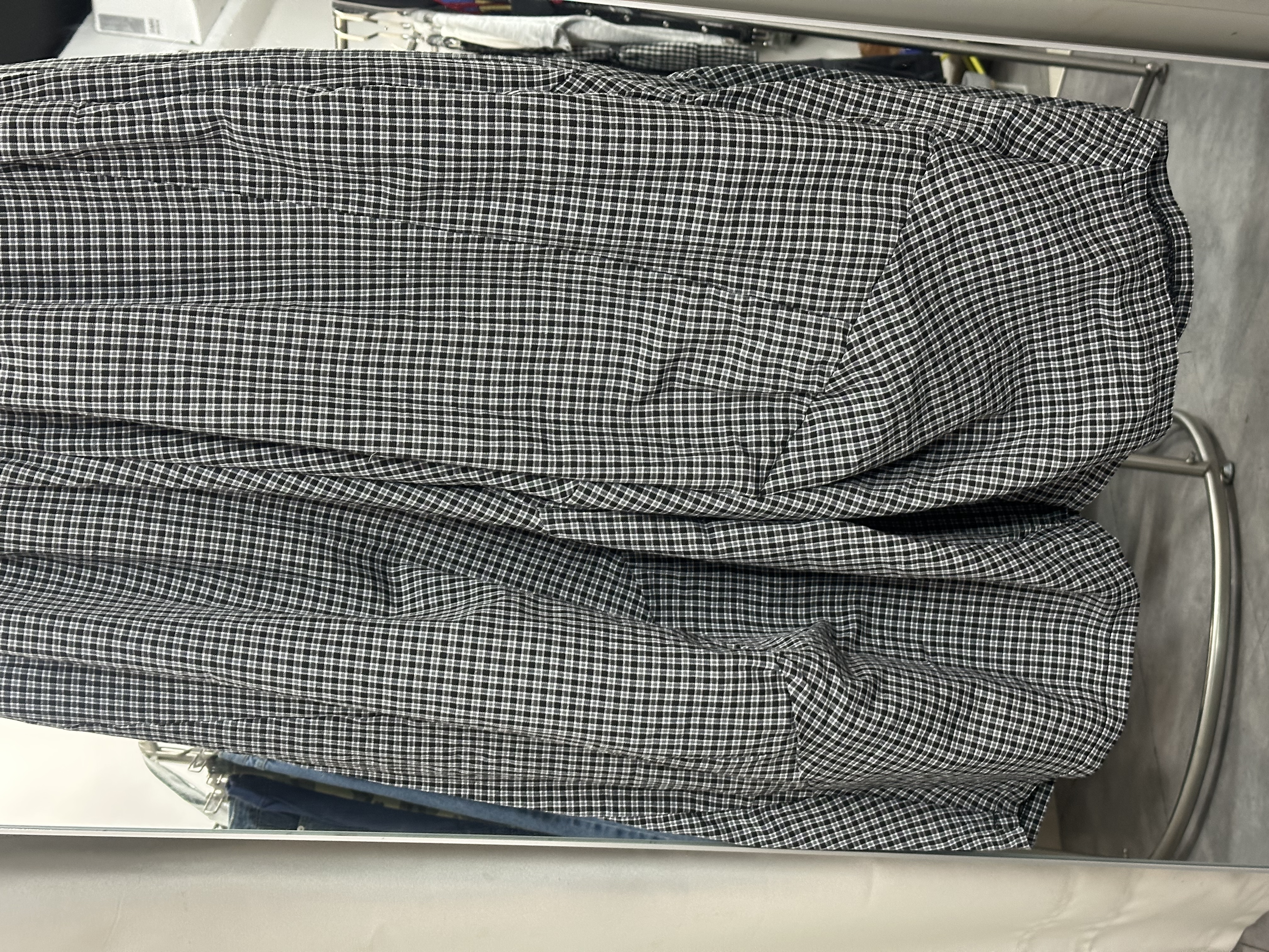 格子寬鬆休閒濶褲