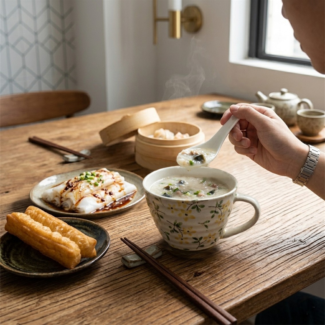【日本製】美濃燒陶瓷手繪紅黃花卉湯杯套裝(320ml) 