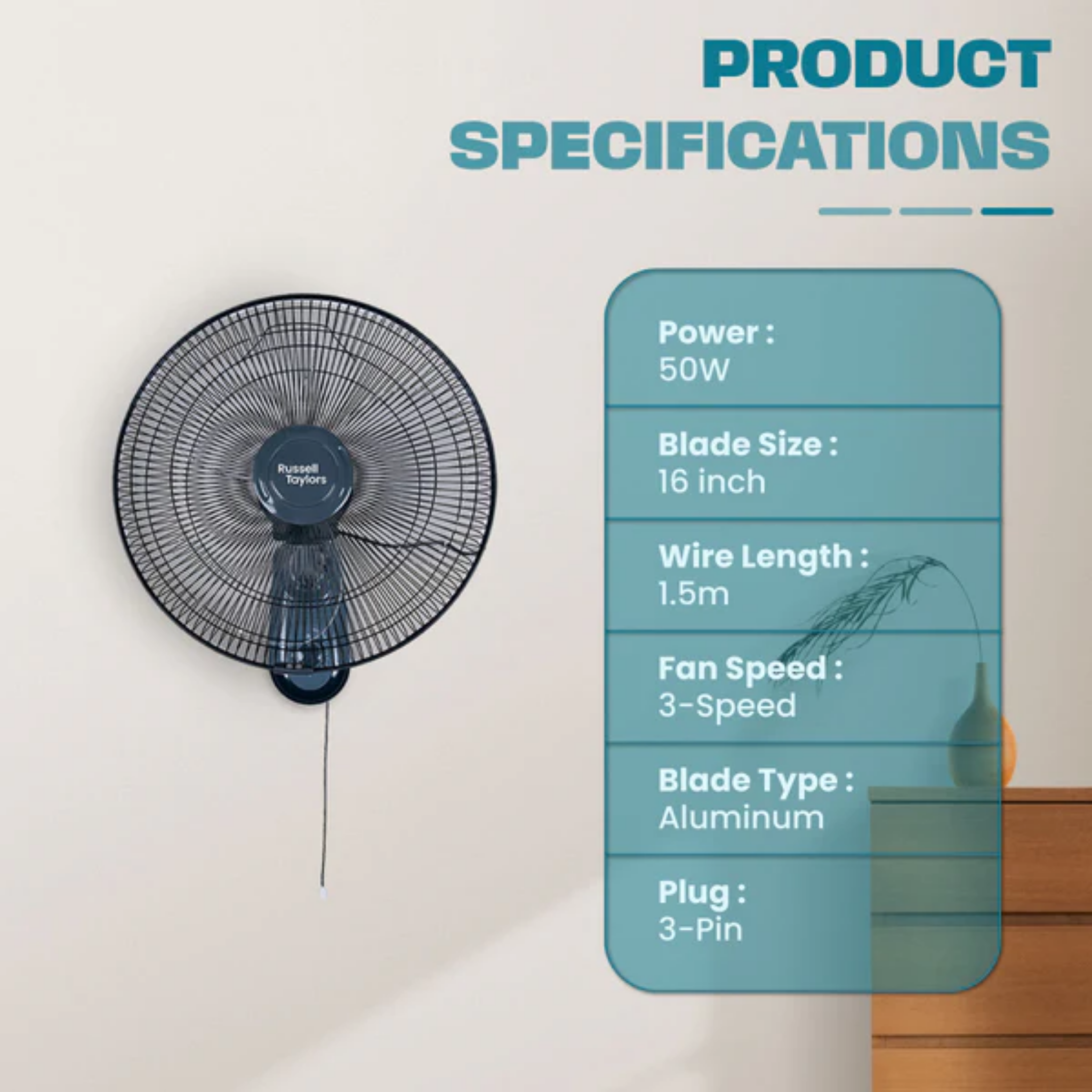 Russell Taylors 16" Wall Fan (WF1)