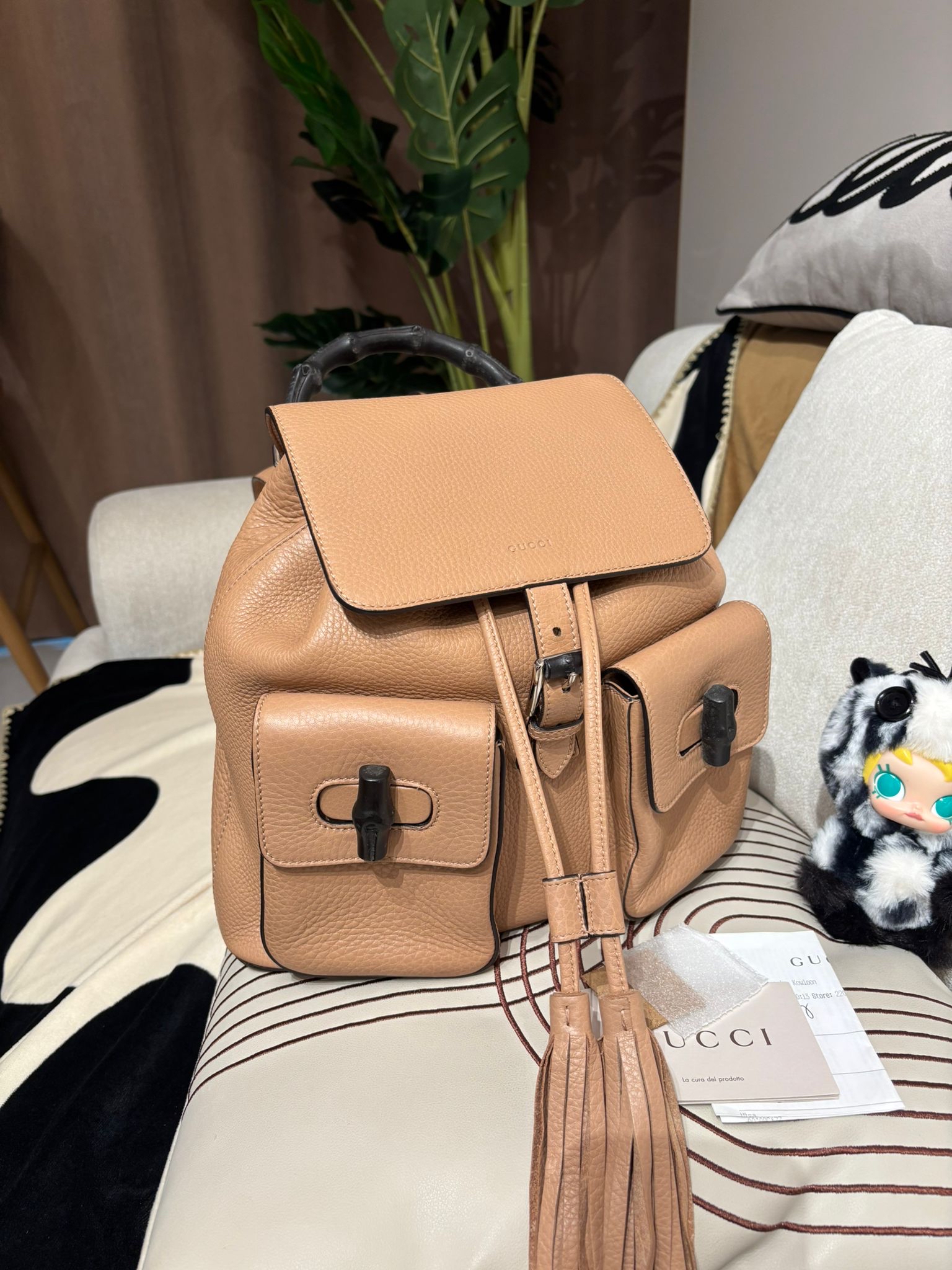 Gucci backpack 牛皮bamboo 扣背囊 100%Authentic,95%new ✅ 收據✅塵袋