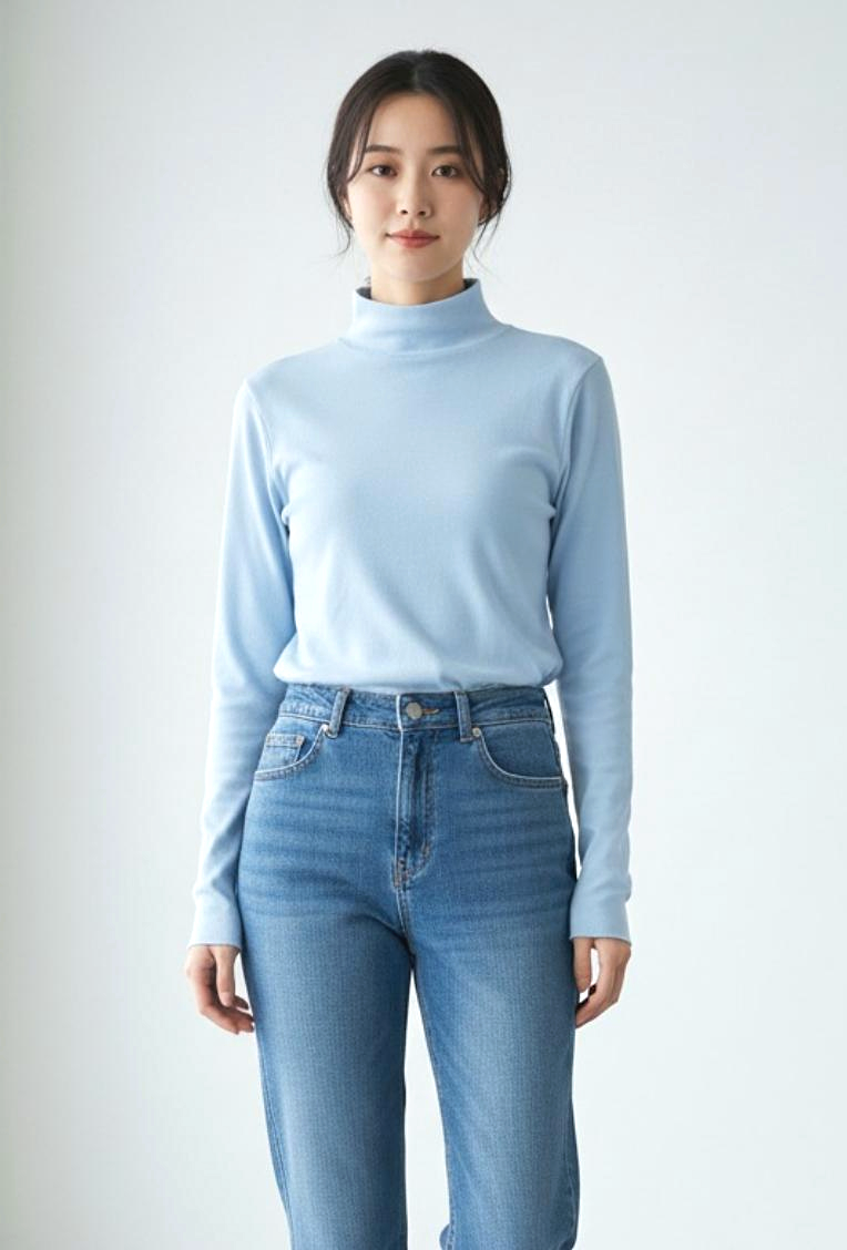 Semi-Turtleneck L/Sleeves Wool Top