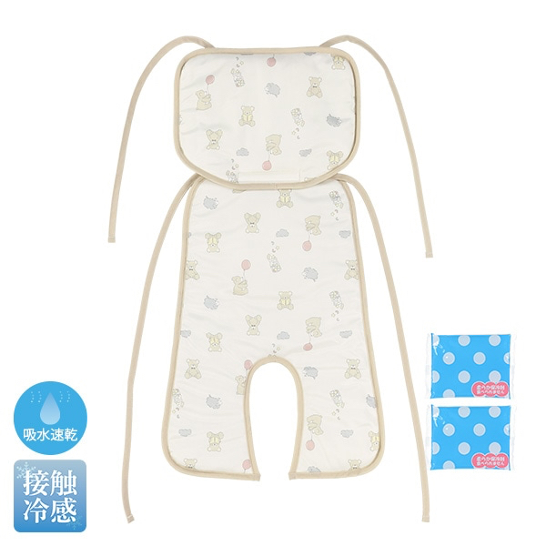 🇯🇵預訂 日本直送🇯🇵小熊印花網眼嬰兒車車墊附冷凍包
