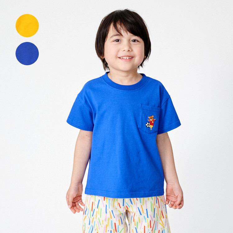 🆕【⭐訂購⭐】🌀 🇯🇵 日本直送 刺繡足球熊 背面印花 口袋短袖T恤［2款選］🌀 [ELDA-0094][260510]