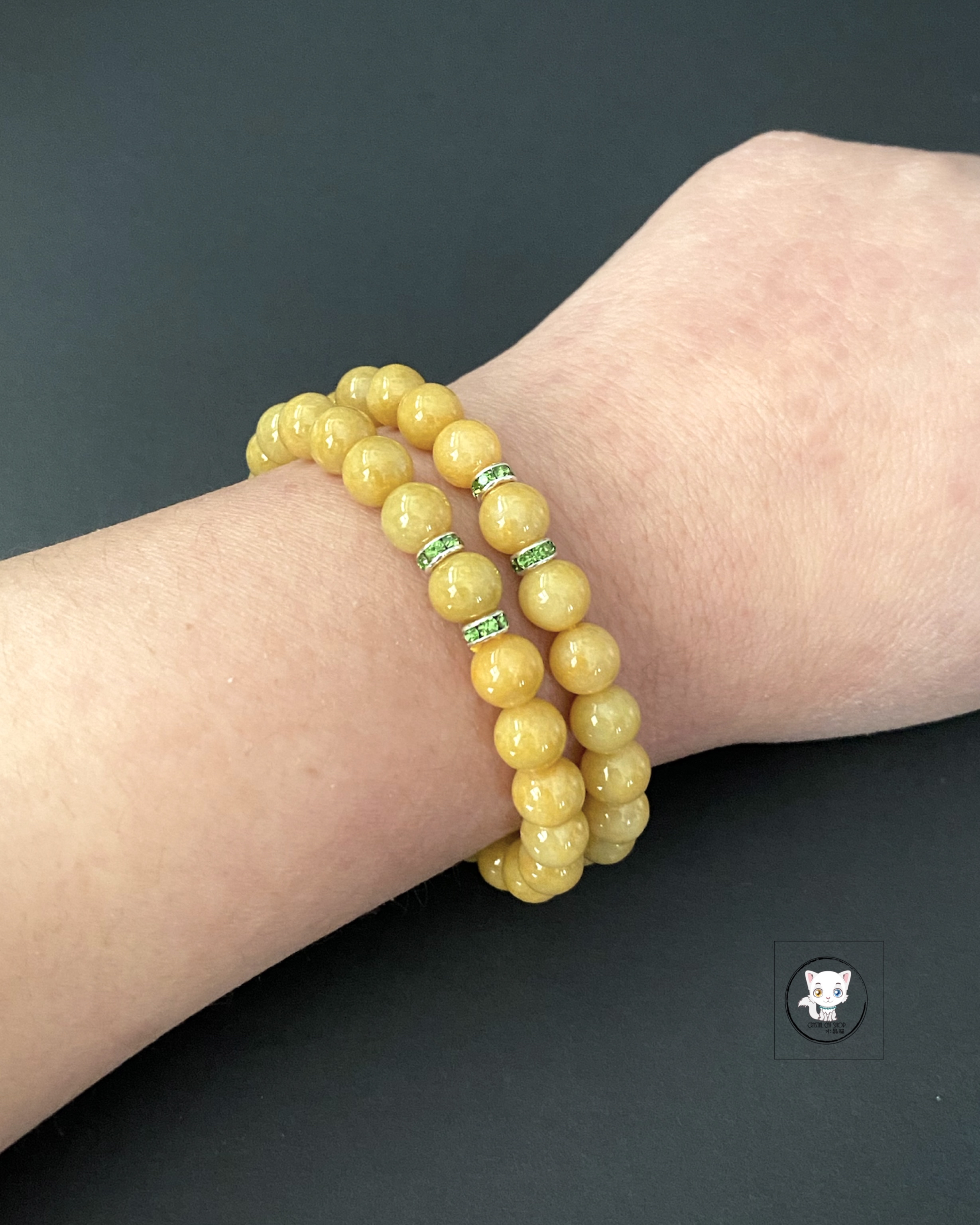 緬甸天然黃翡翠手鏈 8mm