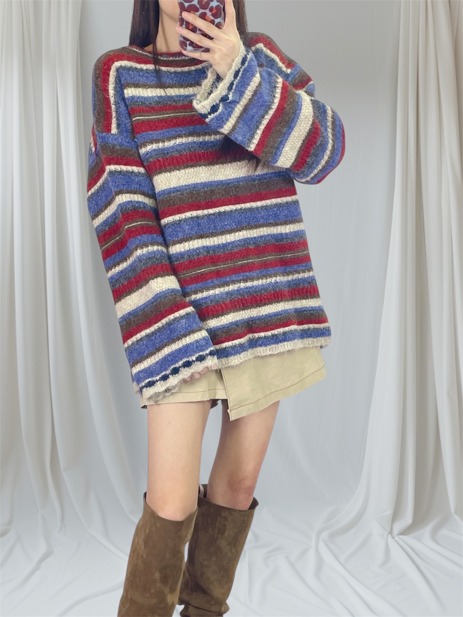 K5548 間色闊袖款針織