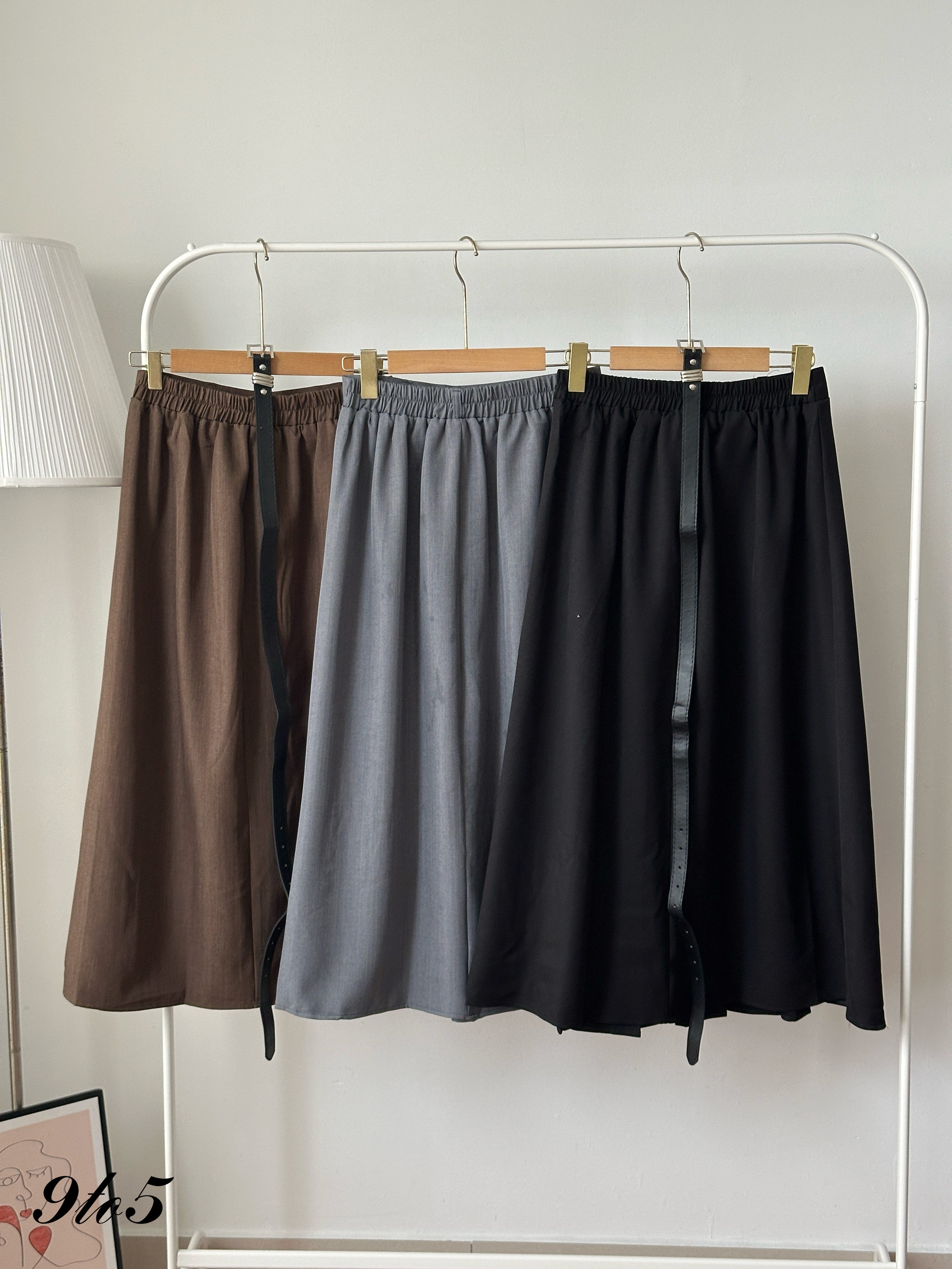 S1998 A Line Pleated Long Skirt - 3 Colors 