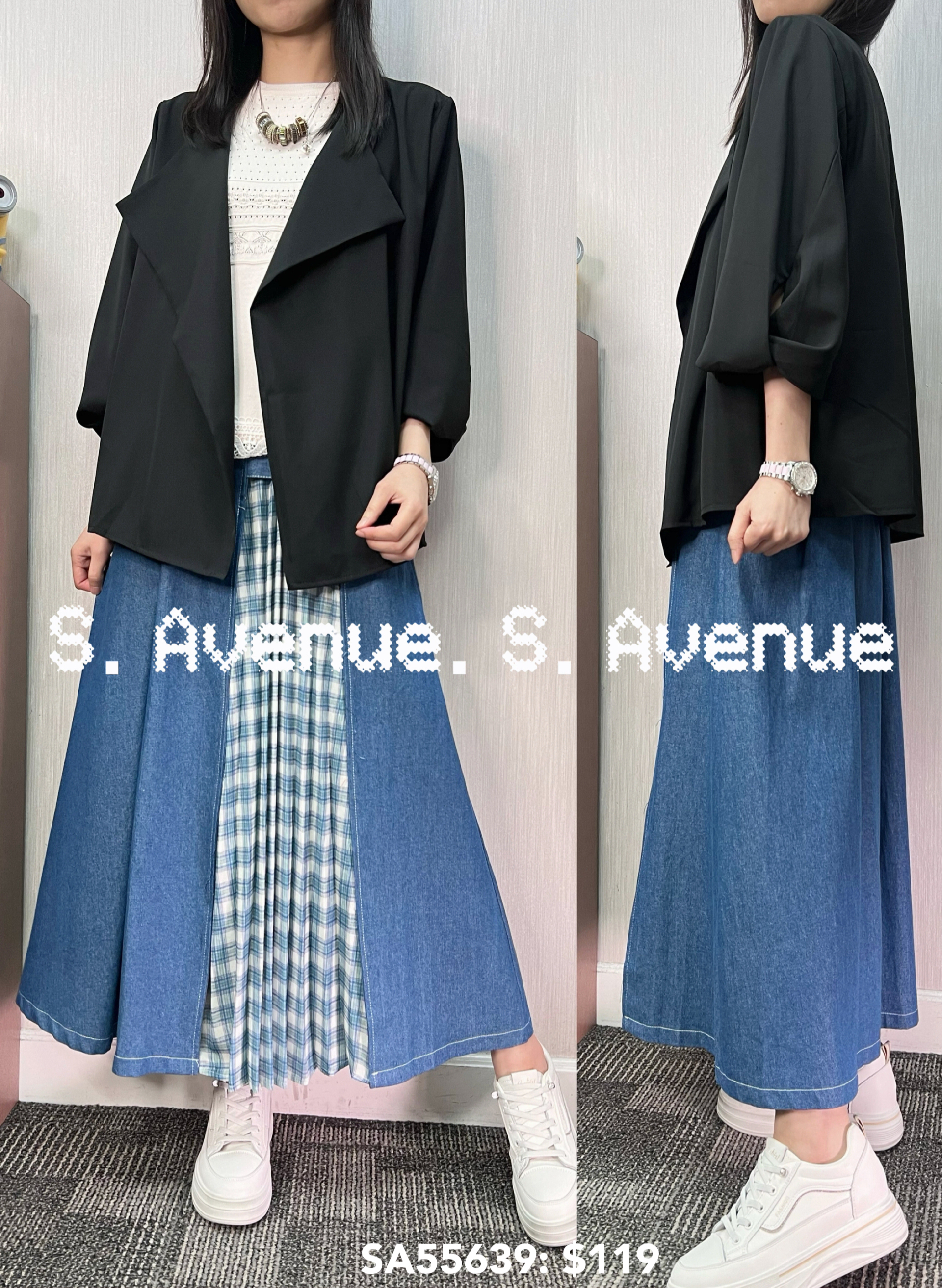 SA55639: 泡泡中袖反領西裝外套