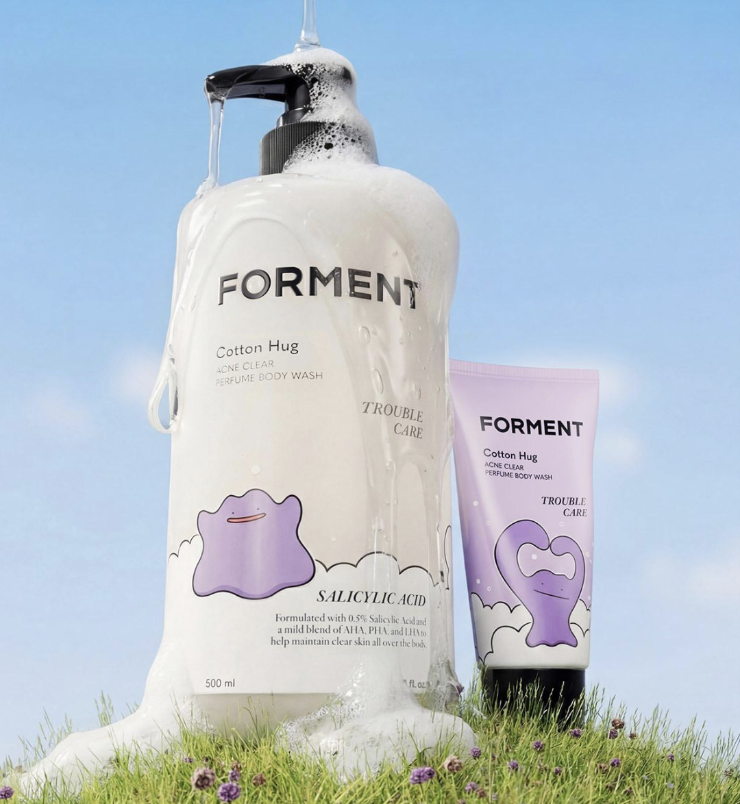 告別背脊痘｜韓國 Forment X Pokemon 經典Cotton Hug 控油抗痘香水 沐浴露 + 送旅行裝 30ml｜Acne Clear Perfume Body Wash